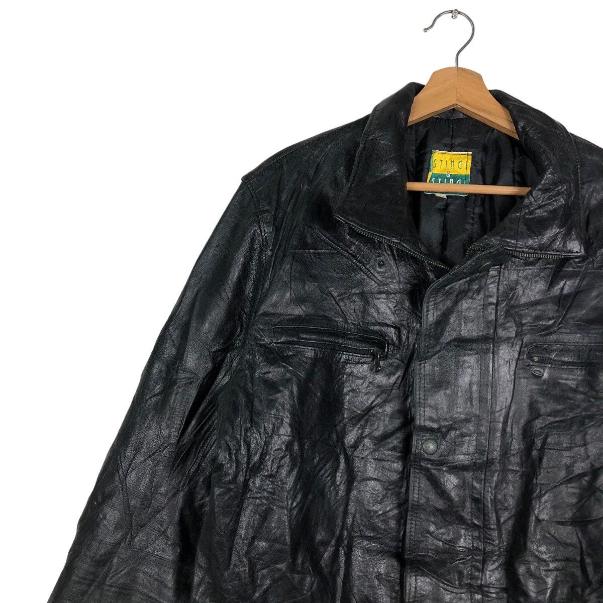 Japanese Brand 🔥Vintage Genuine Leather Jacket Stingi & Stingi Vera Pelle Size US L / EU 52-54 / 3 - 7 Thumbnail