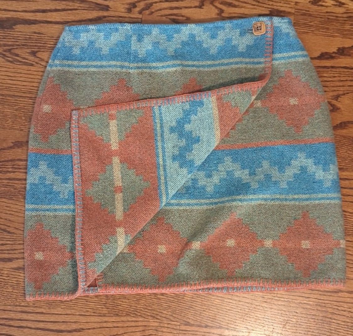 Vintage VTG Southwestern Blanket Wrap Mini Skirt Size 30" / US 8 / IT 44 - 4 Thumbnail