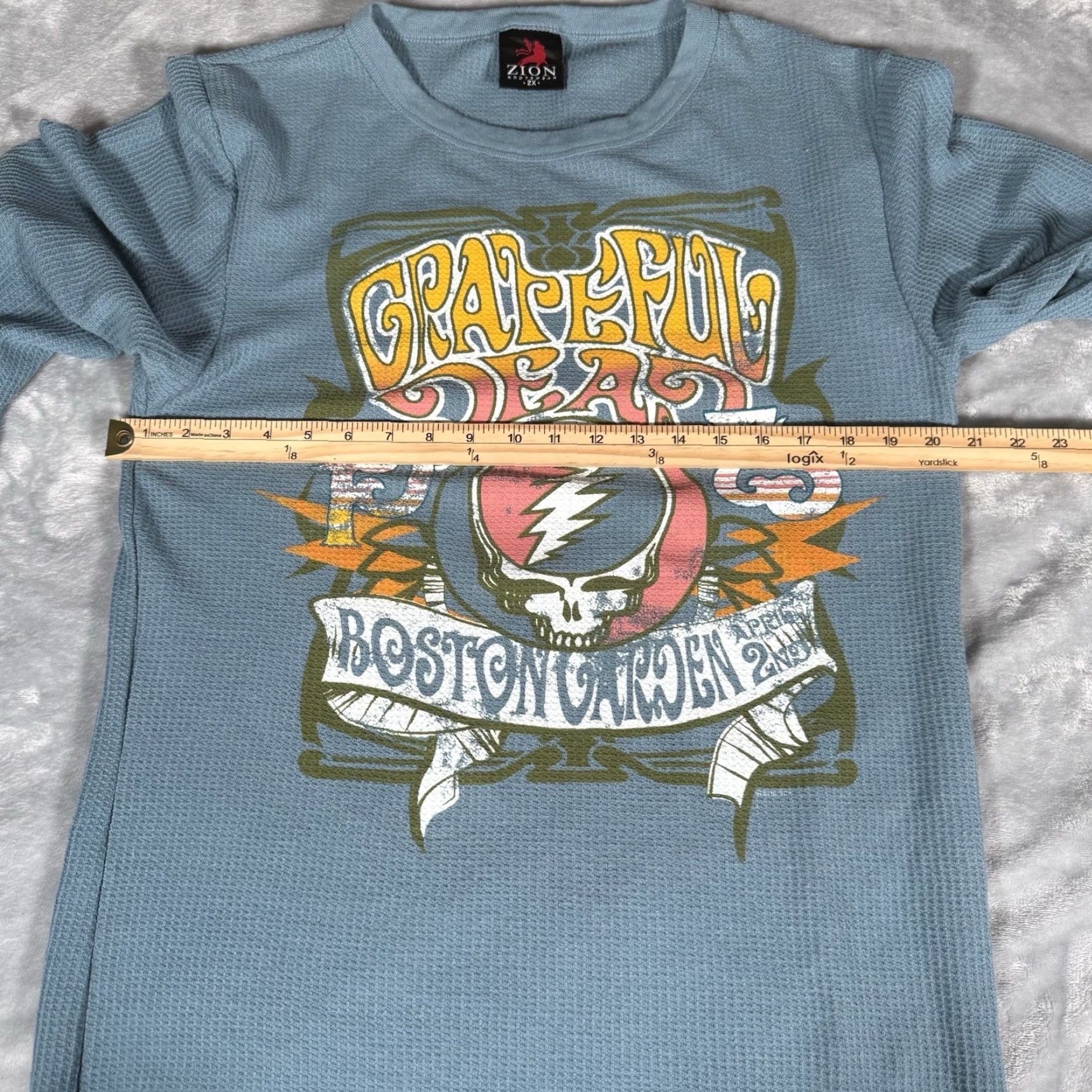 Vintage Grateful Dead Thermal Waffle Knit T Shirt Mens 2XL (Fits L) Slim Tall Fit 2010 Size US L / EU 52-54 / 3 - 7 Thumbnail