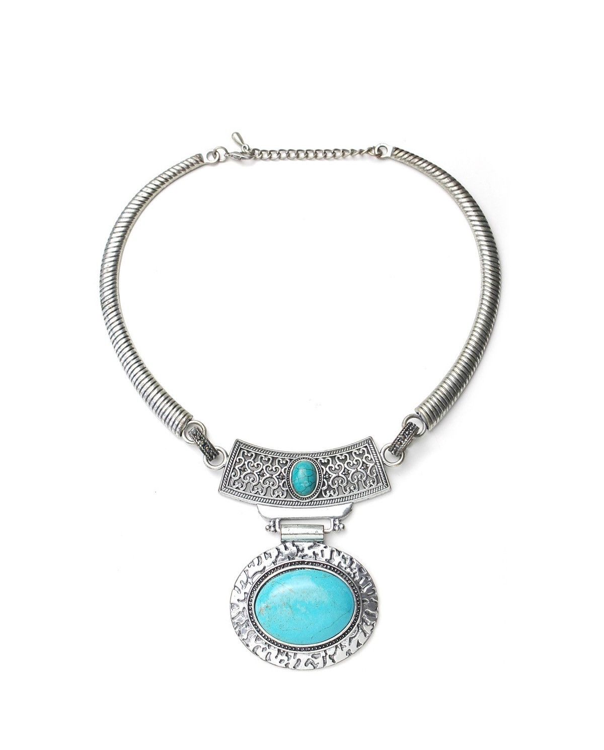 Vintage 2000S JAPANESE MADE TRIBAL NECKLACE WITH TURQUOISE STONES Size ONE SIZE - 1 Thumbnail