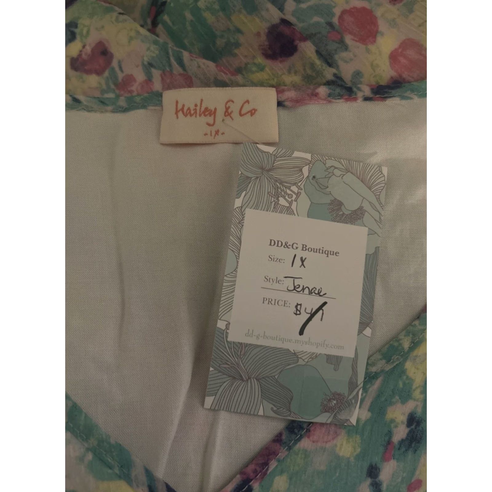 CO Hailey & Co Blouse Sleeveless Floral V-Neck Ruffle 1X Multicolor Shirt Womens Summer Spring Size XL / US 12-14 / IT 48-50 - 3 Thumbnail