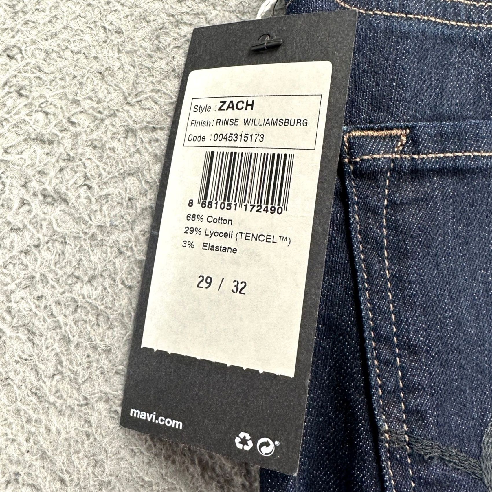 Mavi Mavi Jeans Zach Straight Leg Mens 29X32 Blue Dark Washed 5 Pockets Stretch NEW Size US 29 - 2 Thumbnail