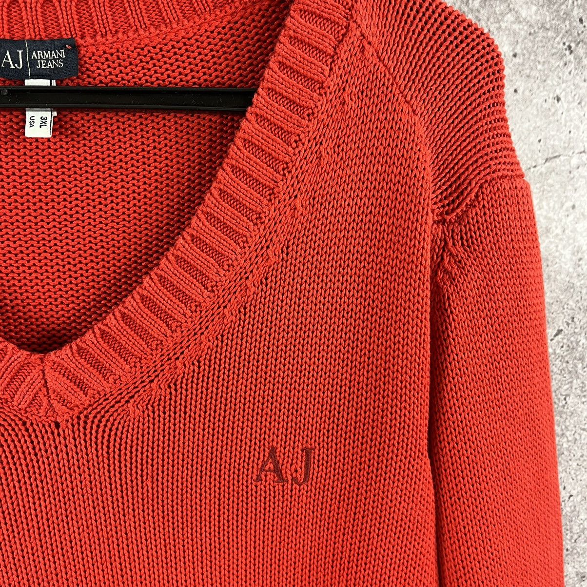 Armani × Vintage Armani Jeans Woman’s Sweater Cable Knit V-Neck Red Size 3XL Size XL / US 12-14 / IT 48-50 - 3 Thumbnail