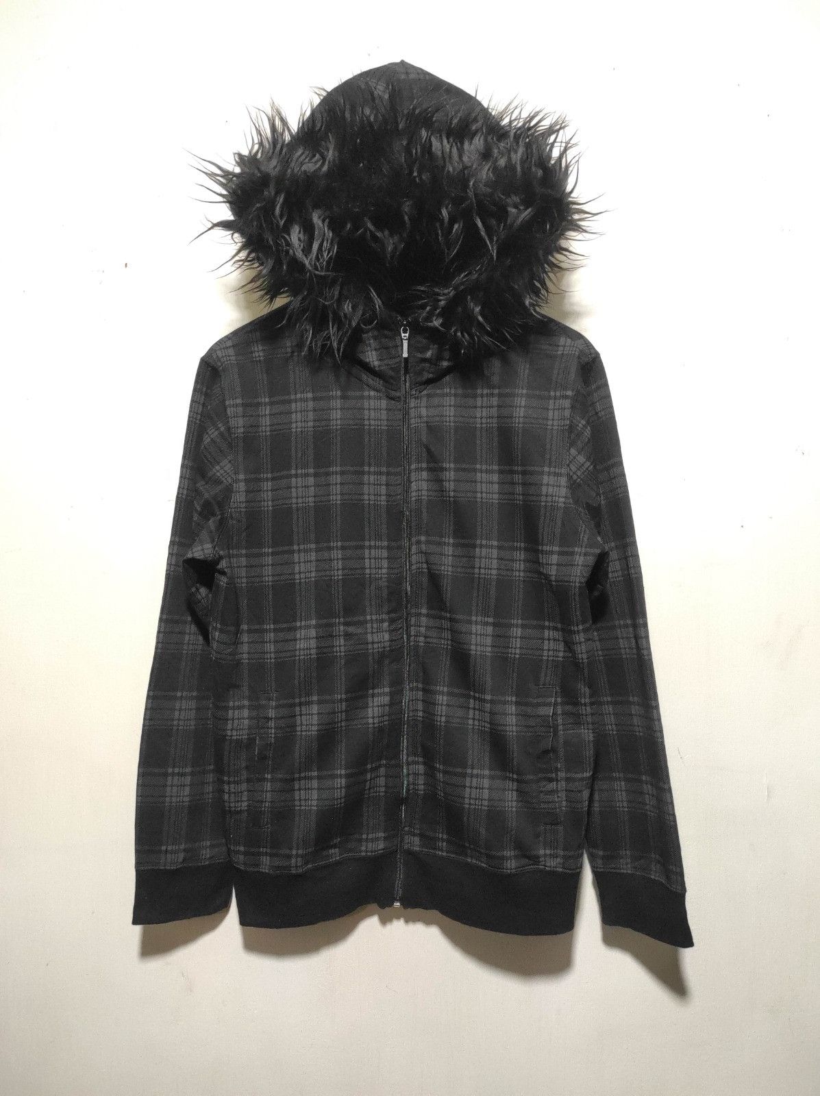 Japanese Brand Louis Chavlon Plaid zip fur hoodie LGB style Size US M / EU 48-50 / 2 - 2 Thumbnail