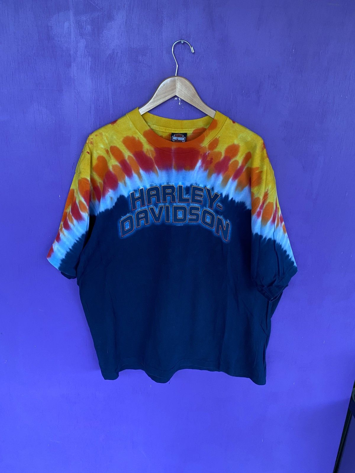Harley Davidson Vintage 90s Harley Davidson tie dye logo t-shirt Size US XL / EU 56 / 4 - 1 Thumbnail