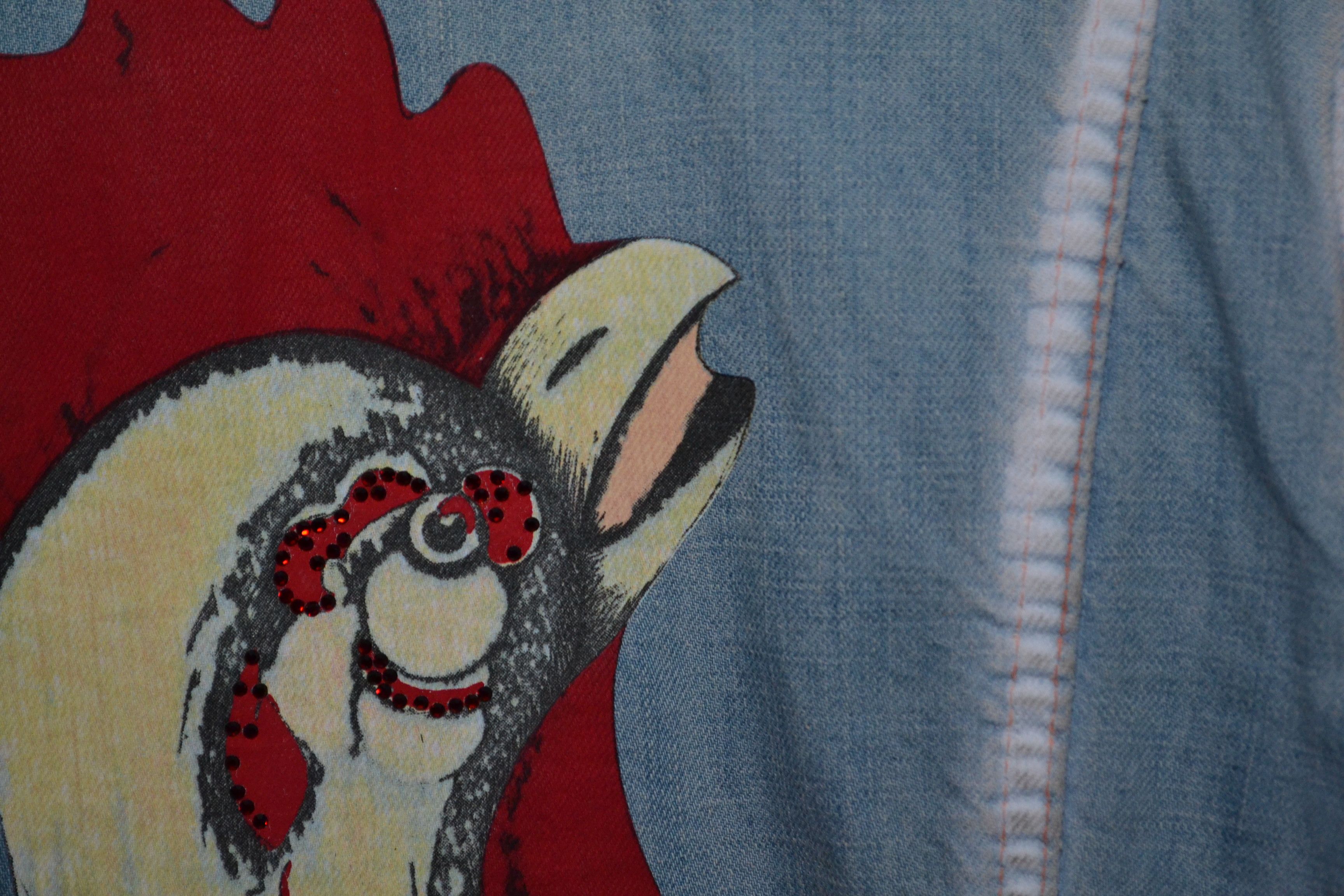 Just Cavalli Just Cavalli Vintage Jacket Rooster Print Bleached Denim S Size S / US 4 / IT 40 - 13 Thumbnail