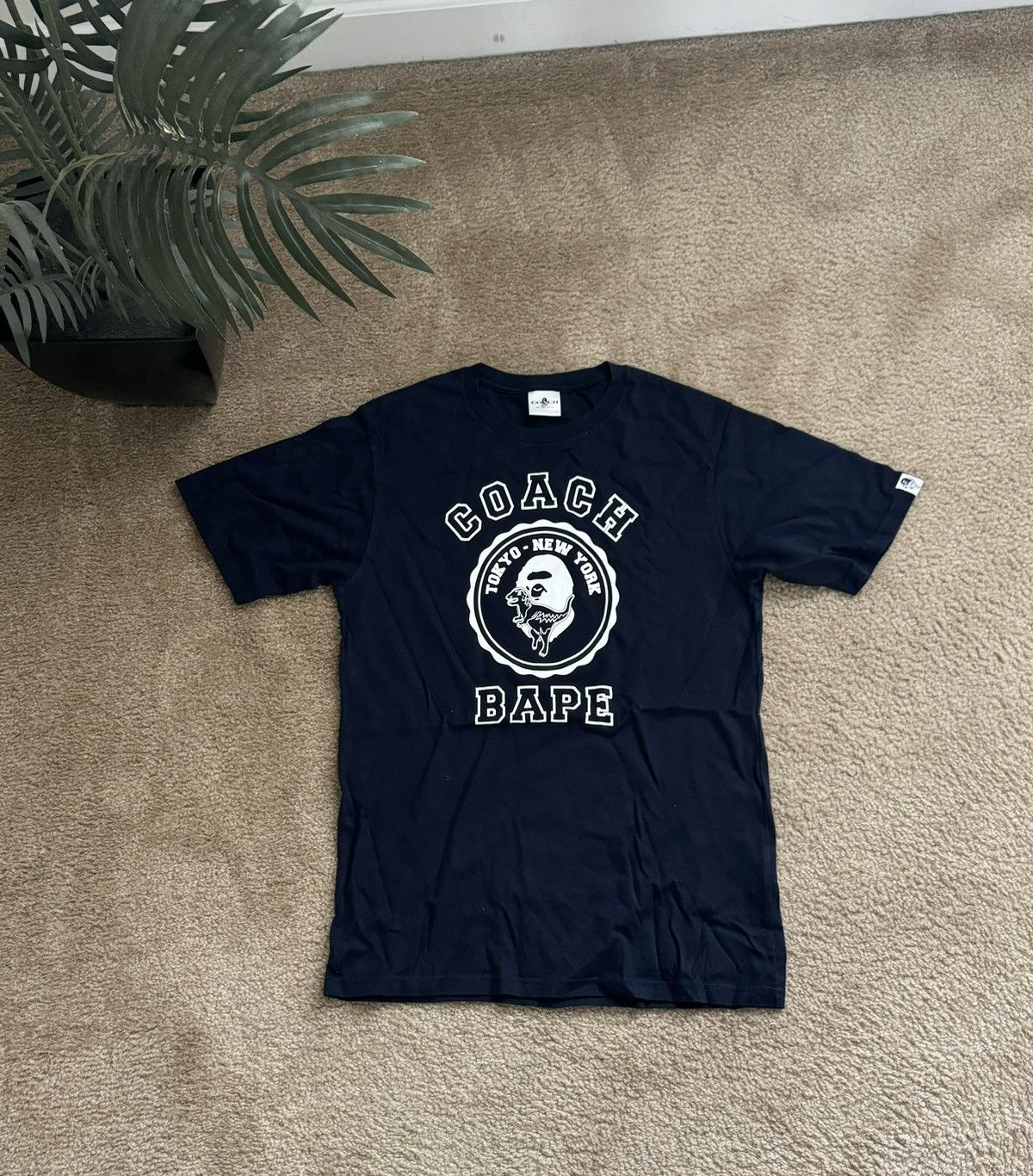 Bape × Coach BAPE x Coach College Logo Shirt - Navy - Sz. M 