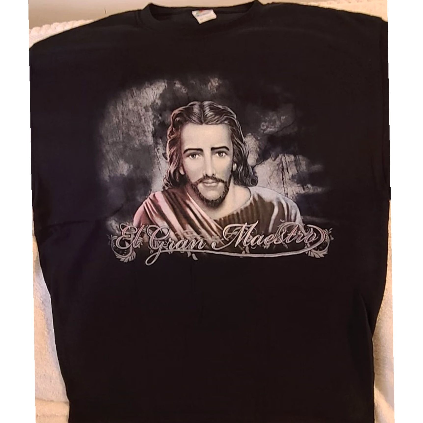 Vintage Black Jesus Christ Crown of Thorns Graphic Tee Men's Medium Size US L / EU 52-54 / 3 - 4 Thumbnail