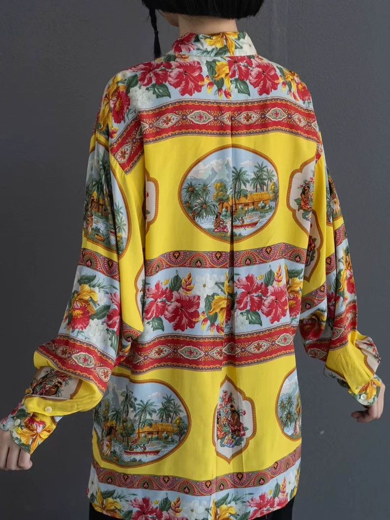 Kenzo KENZO sizeF Yellow nationalistic flower shirt Size L / US 10 / IT 46 - 3 Thumbnail