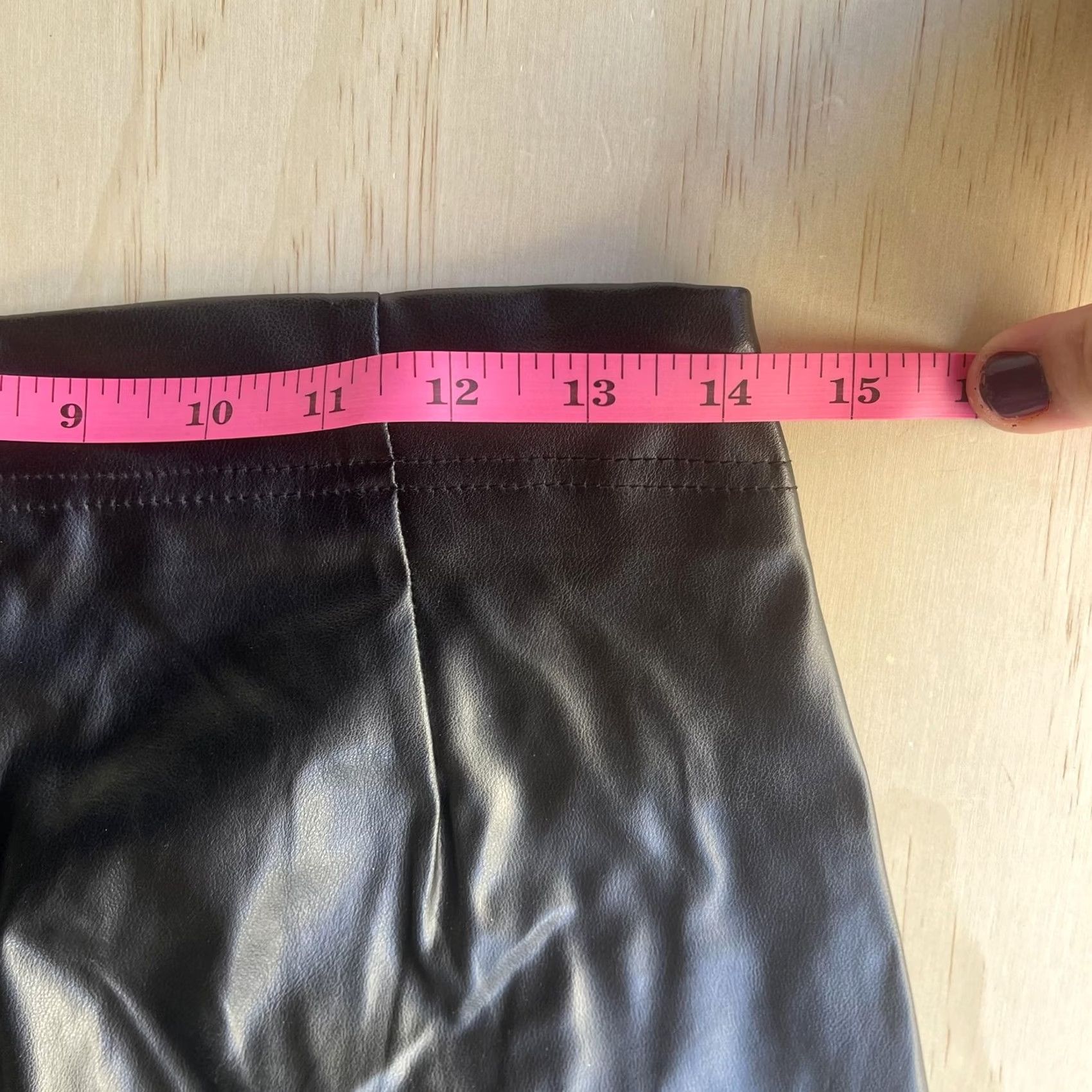 Vintage I Heart U Dress Pants - Womens 29 Black Faux Leather Straight Leg High Rise PU Size 29" - 4 Thumbnail