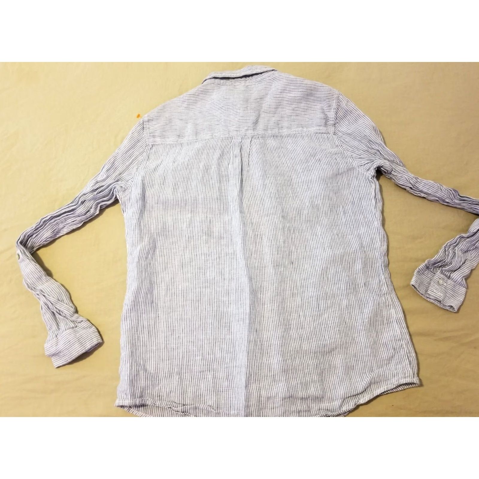 Vintage Womens Tahari Blouse Shirt M Medium Blue Linen Button Size M / US 6-8 / IT 42-44 - 5 Thumbnail