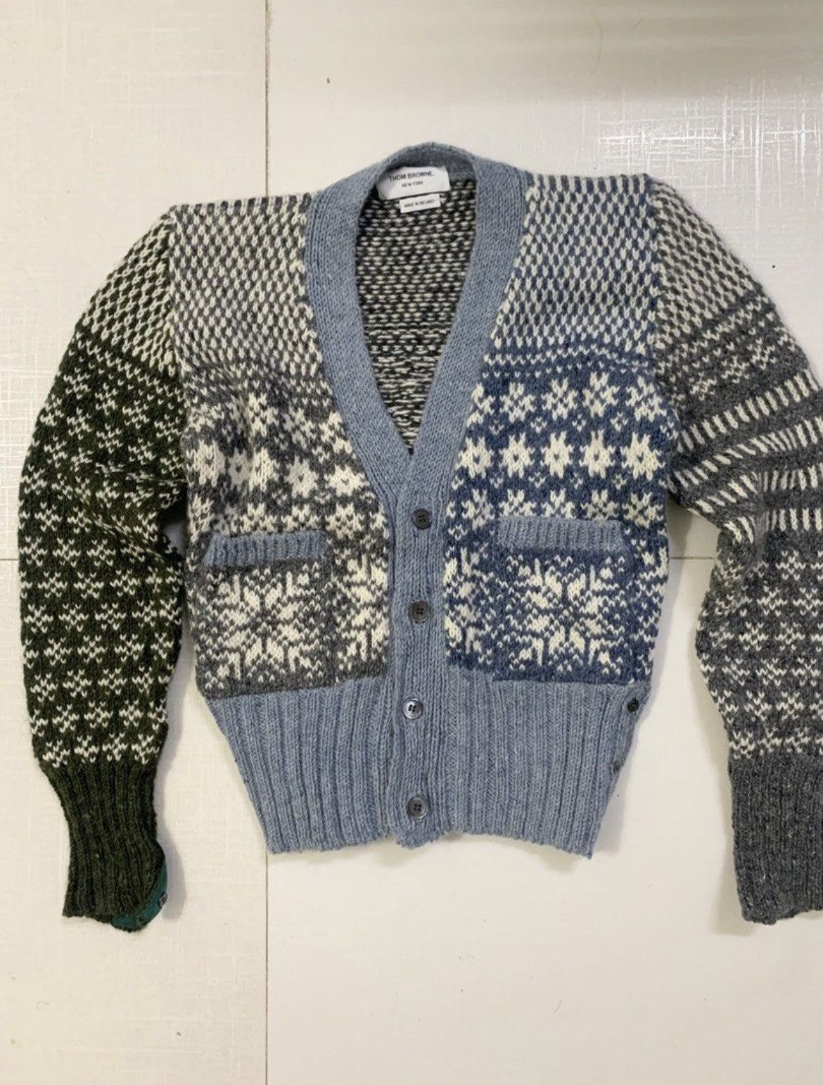 image of Thom Browne Baby Blue - Wool/mohair Cardigan - Size 0, Men's