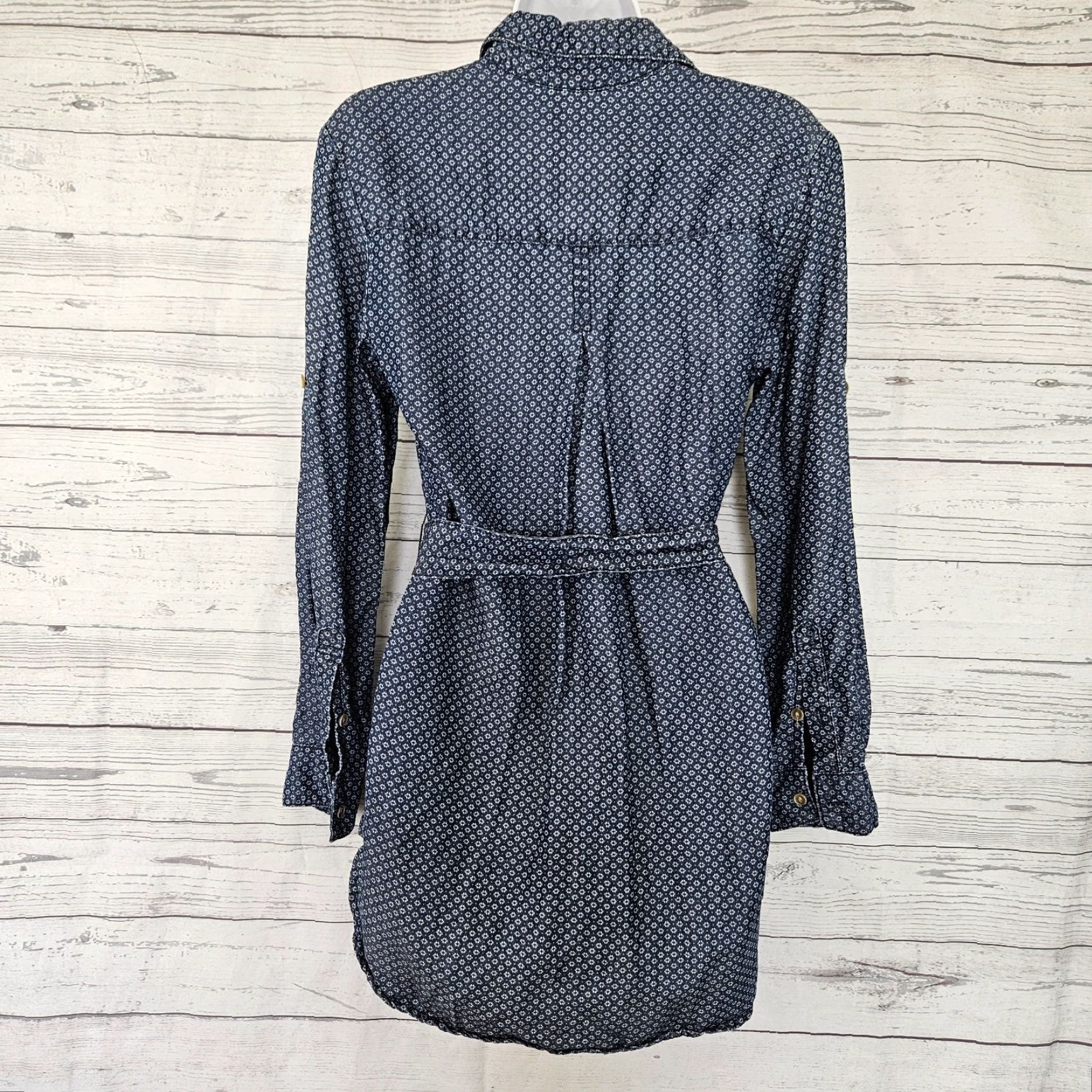 CLOT Cloth & Stone Womens Button-Up Tunic XS Blue Long Sleeve Belted Tencel Shirt Size XS / US 0-2 / IT 36-38 - 3 Thumbnail