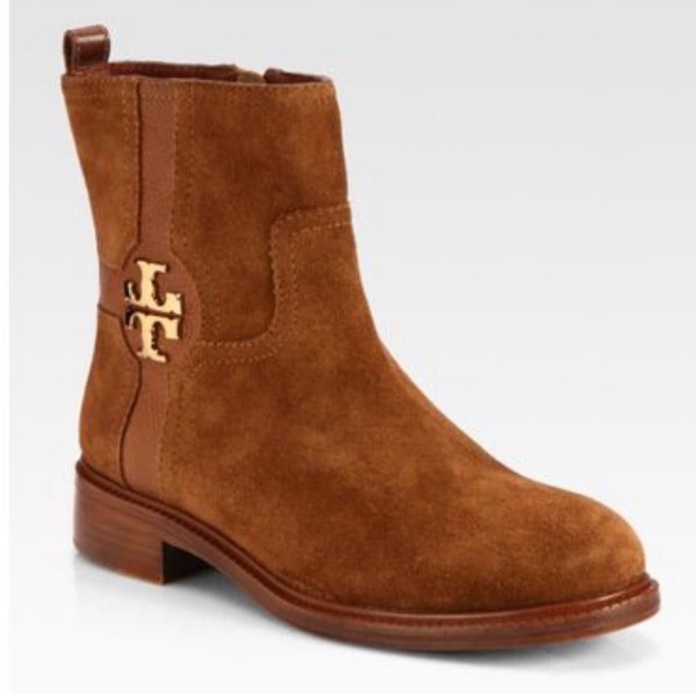 Tory Burch Tory Burch Alaina Flat Bootie Almond Tan Split Suede 7.5 Size US 7.5 / IT 37.5 - 1 Thumbnail