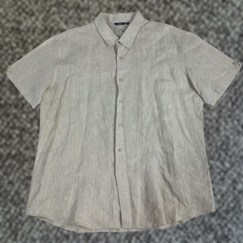 Vintage Bohio Shirt Mens 2XL Cream Linen Short Sleeve Embroidered Pockets Floral Shirt Size US XXL / EU 58 / 5 - 1 Thumbnail