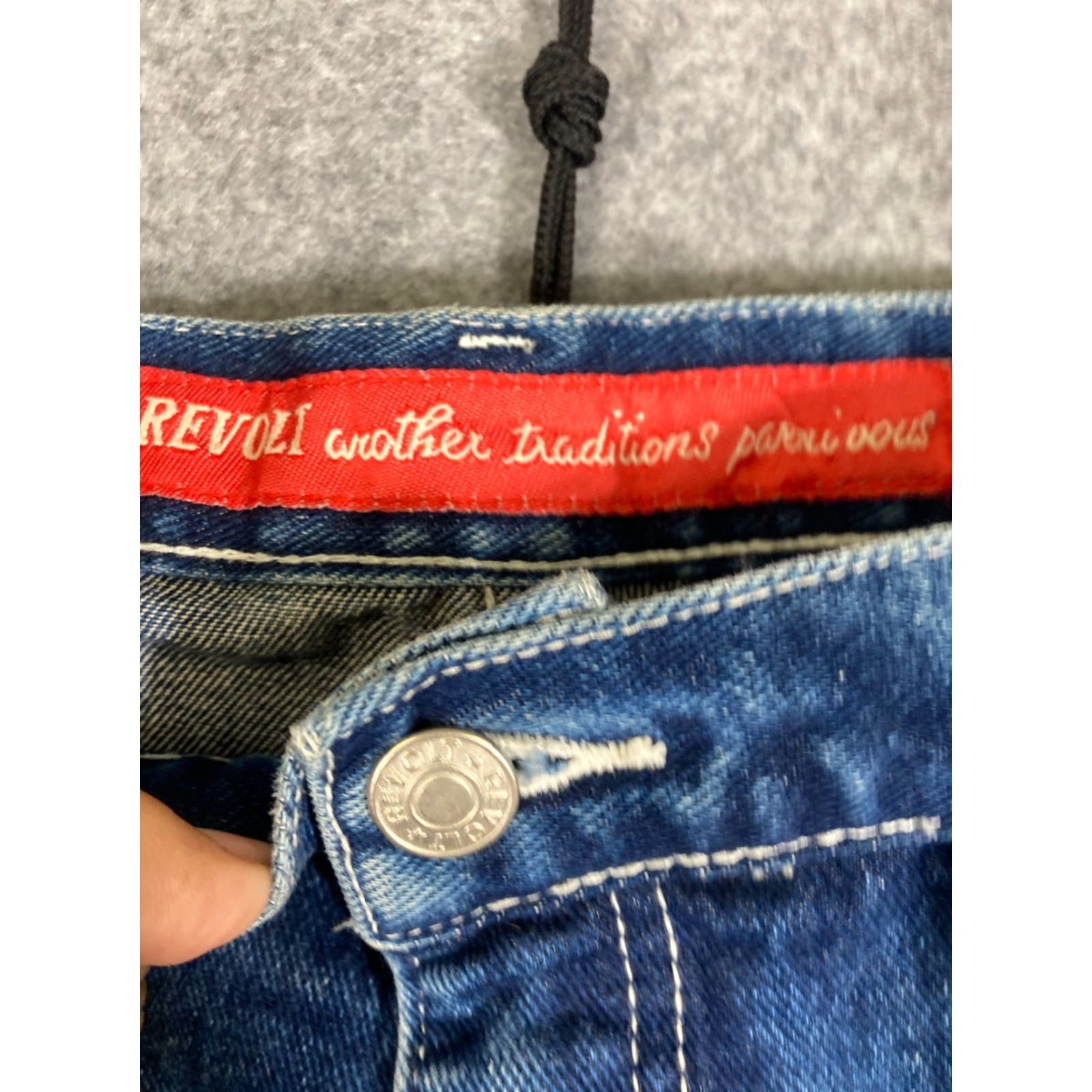 Denime Revolt Bootcut Jeans 22 Blue Denim Striped Straight Leg Waistband Pockets Womens Size 40" / US 18 - 4 Thumbnail
