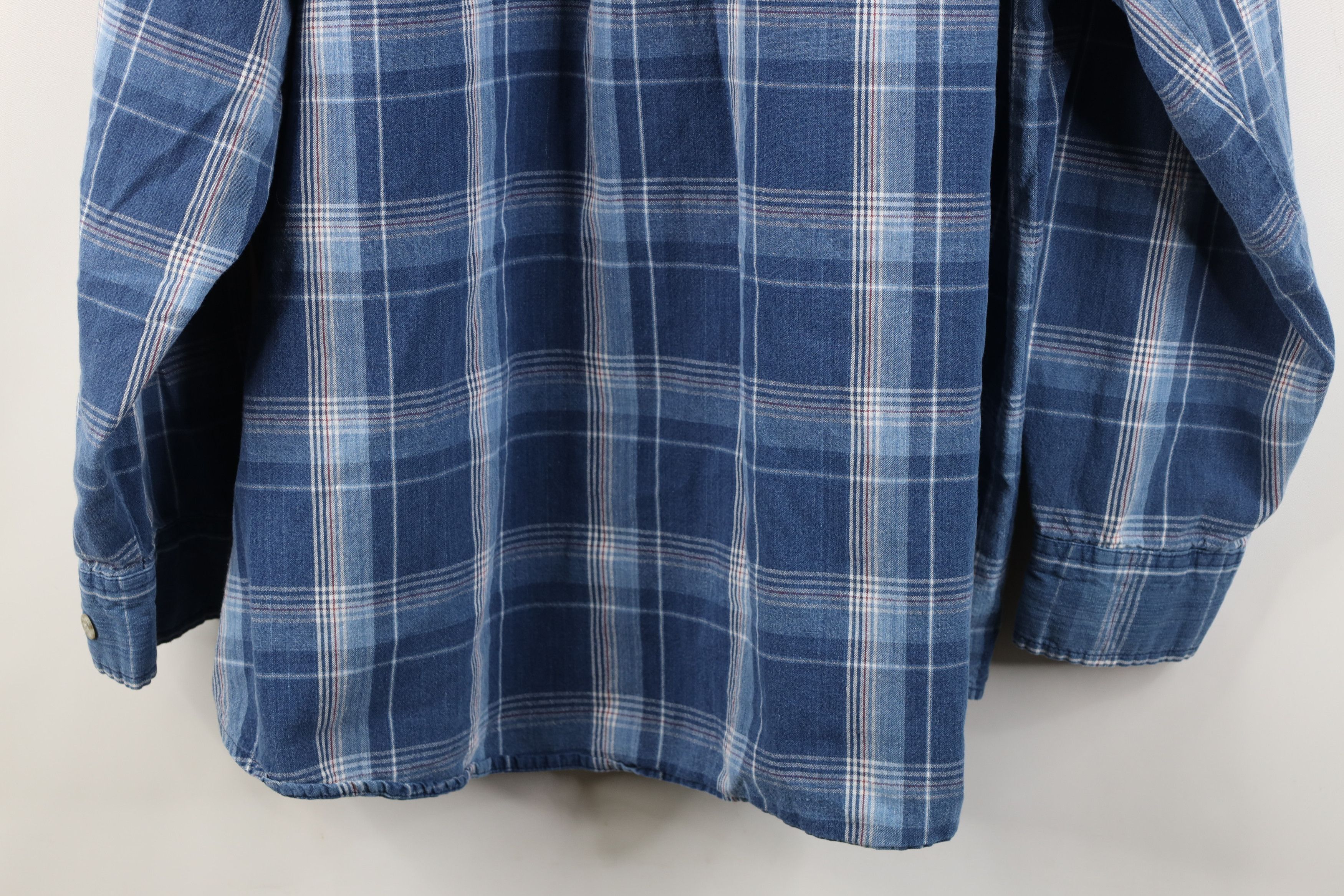 Dickies Vintage 90s Dickies Canvas Collared Button Shirt Blue Plaid Size US XXL / EU 58 / 5 - 11 Thumbnail