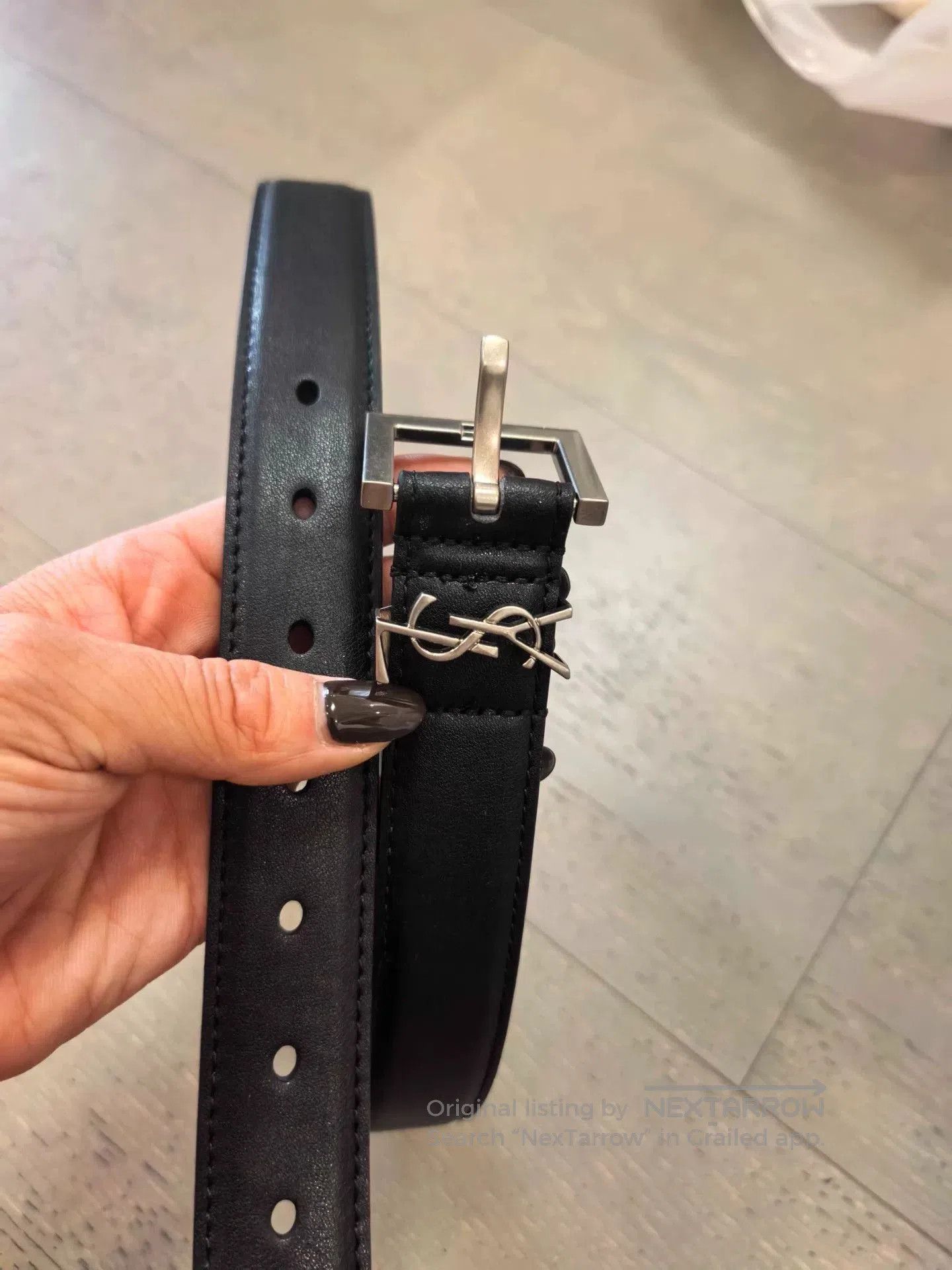 Yves Saint Laurent ysl black leather belt for sale. Size ONE SIZE - 2 Thumbnail