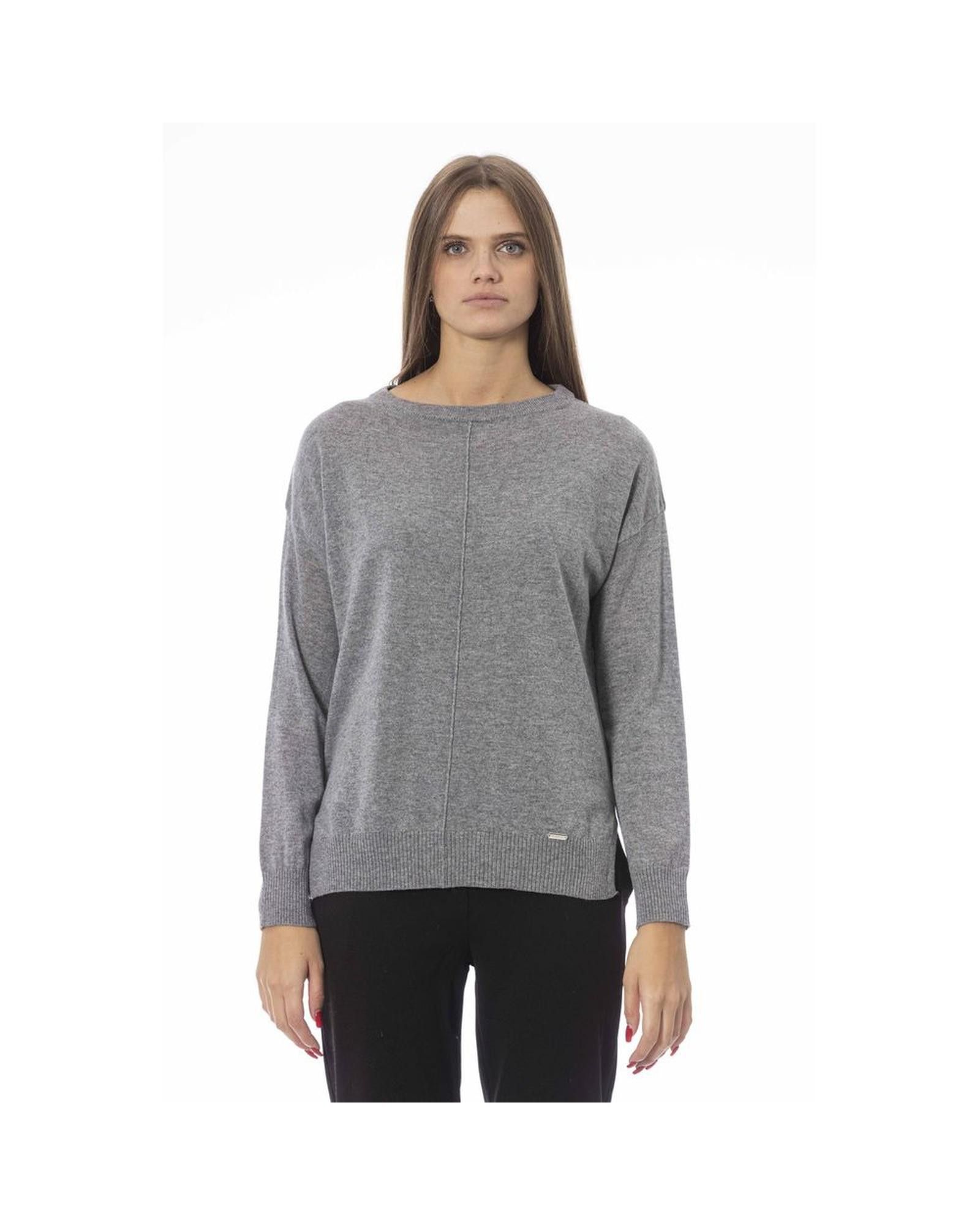 image of Baldinini Viscose Crew Neck Sweater in Grey, Women's (Size Medium)