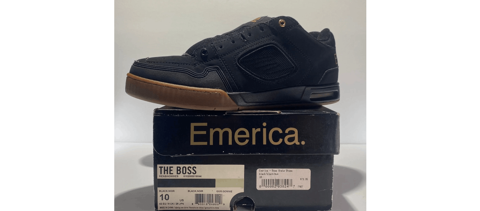 image of Emerica Andrew Reynolds The Boss Shoes Black/gum 10 in Black/Gold, Men's