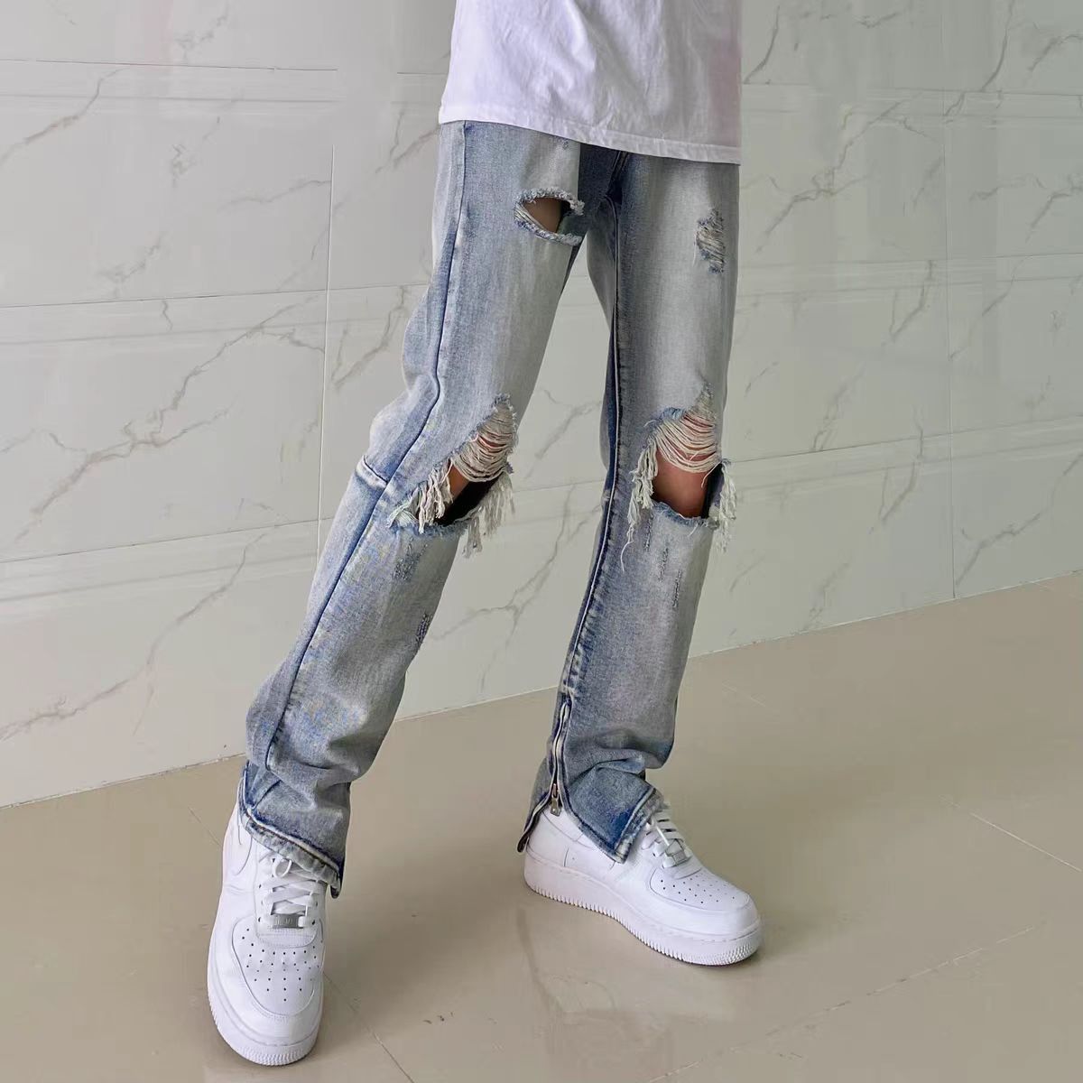Japanese Brand × Jean High Street Washed Zipper Ripped Design Jeans Size US 34 / EU 50 - 3 Thumbnail