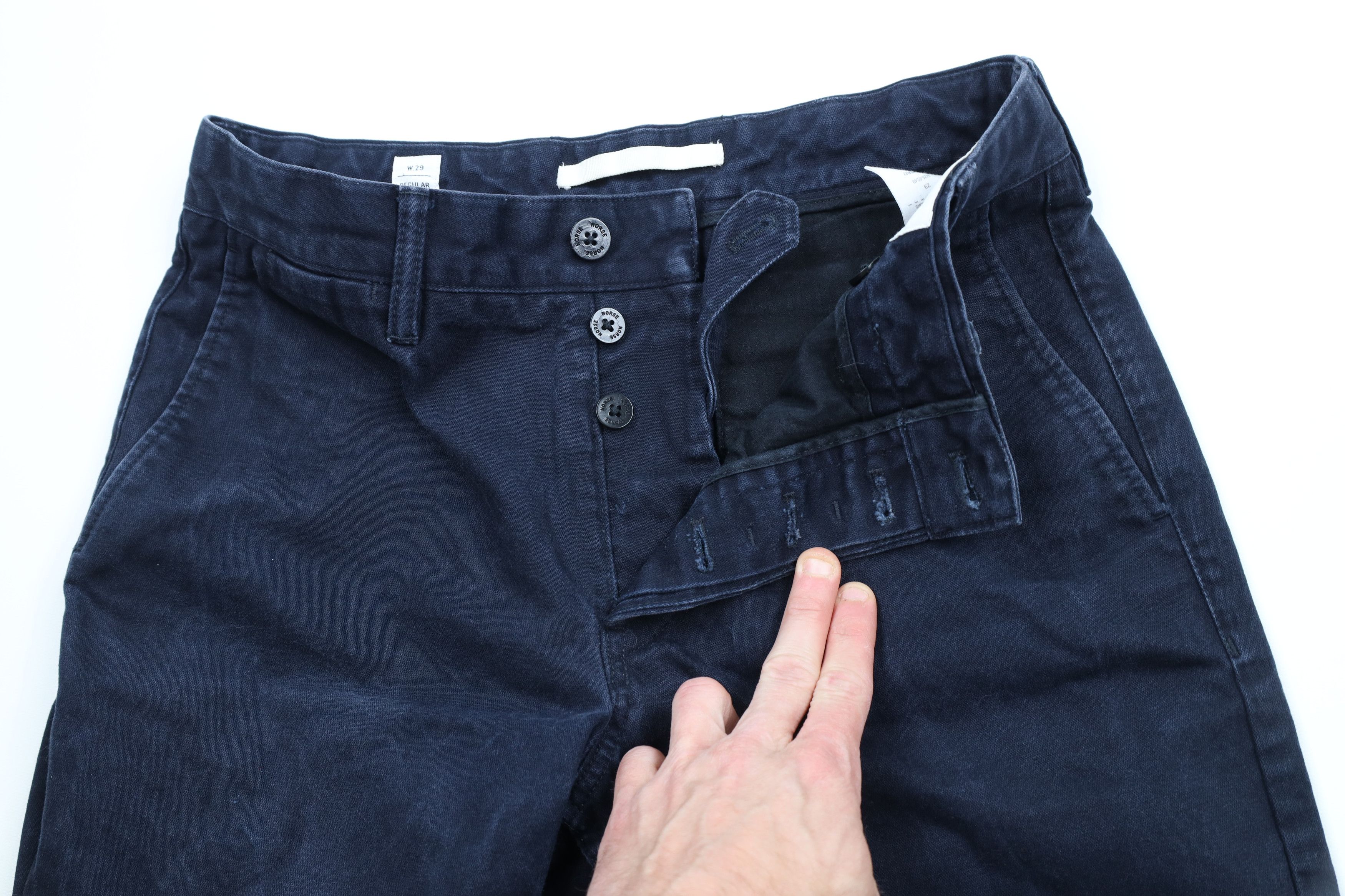 Vintage Norse Projects Button Fly Aros Heavy Chino Pants Blue Size US 29 - 6 Thumbnail