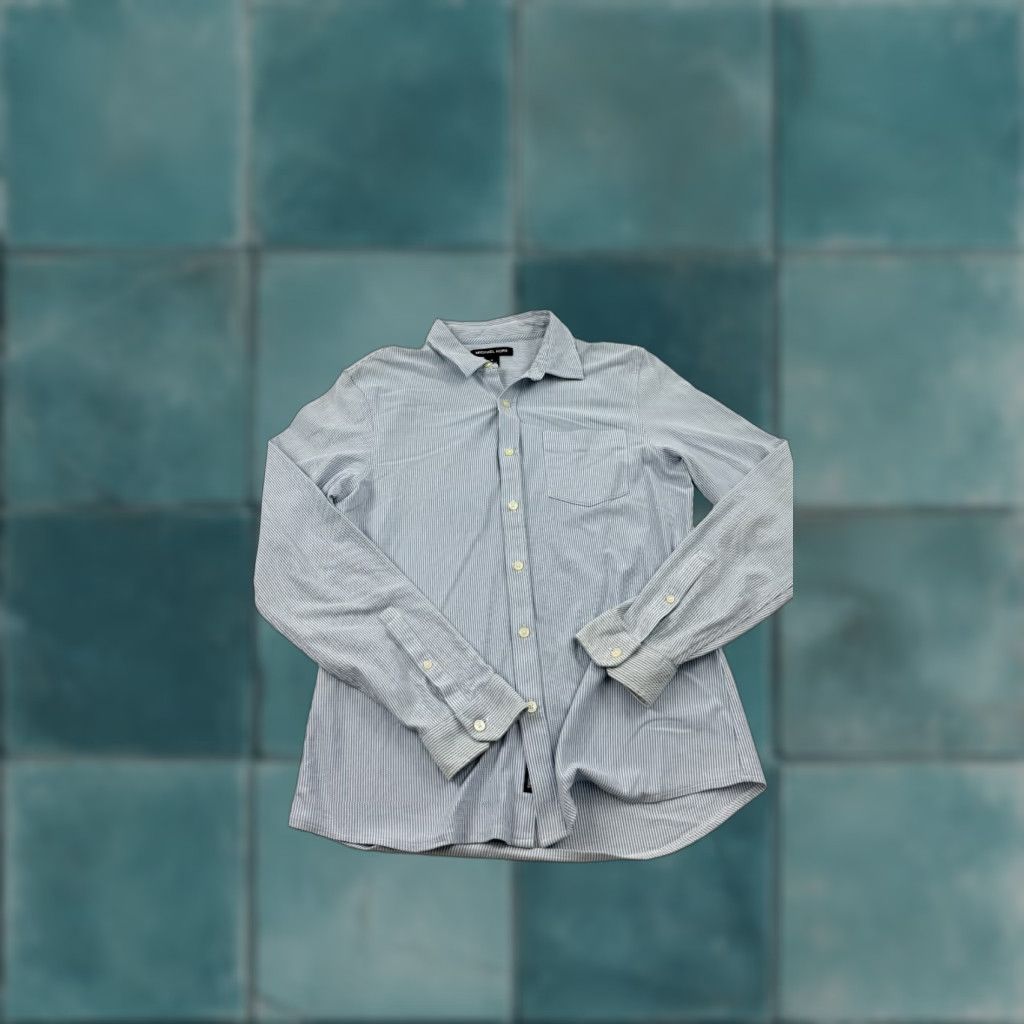Michael Kors Michael Kors Button-Up Shirt Mens Medium Blue Striped Slim Fit Collared Size US M / EU 48-50 / 2 - 1 Thumbnail