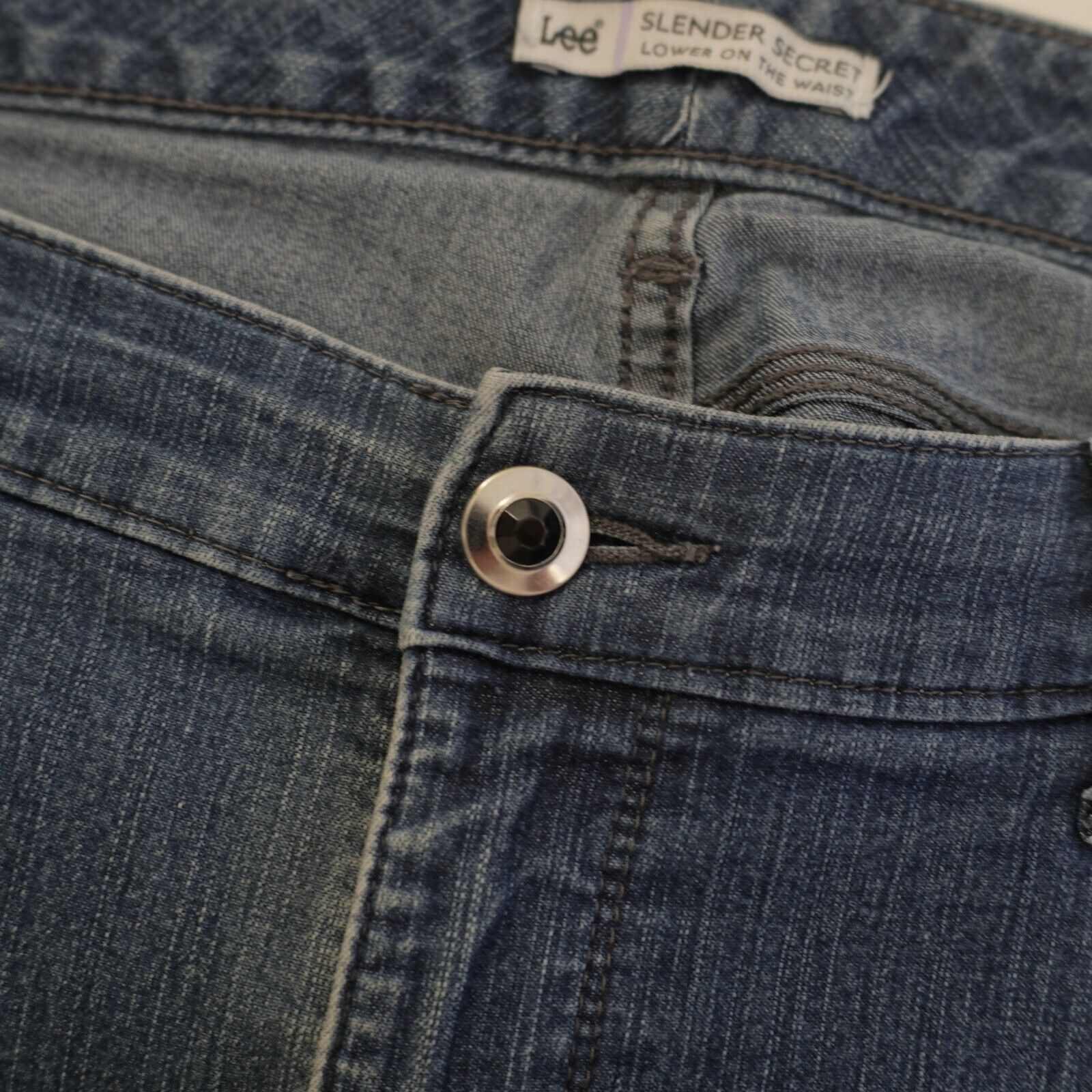 Lee Lee Slender Secret Low Waist Jeans Blue Denim High Rise 14 M Size 35" - 7 Thumbnail