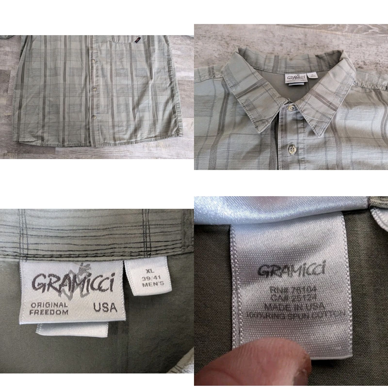 Gramicci VINTAGE Gramicci Button Up Shirt Mens XL Green USA Made Streetwear Shirt Mens XL Green Gramicci Button-Up Plaid Long Sleeve 90s USA Hip Hop Streetwear Size US XL / EU 56 / 4 - 8 Thumbnail