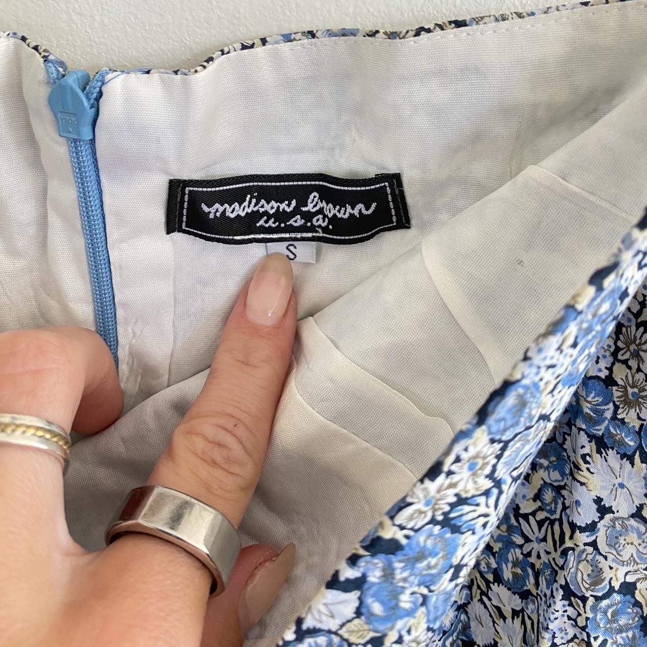 Vintage MADISON BROWN STRAPLESS SMALL BLUE FLORAL VINTAGE DRESS Size S / US 4 / IT 40 - 8 Thumbnail
