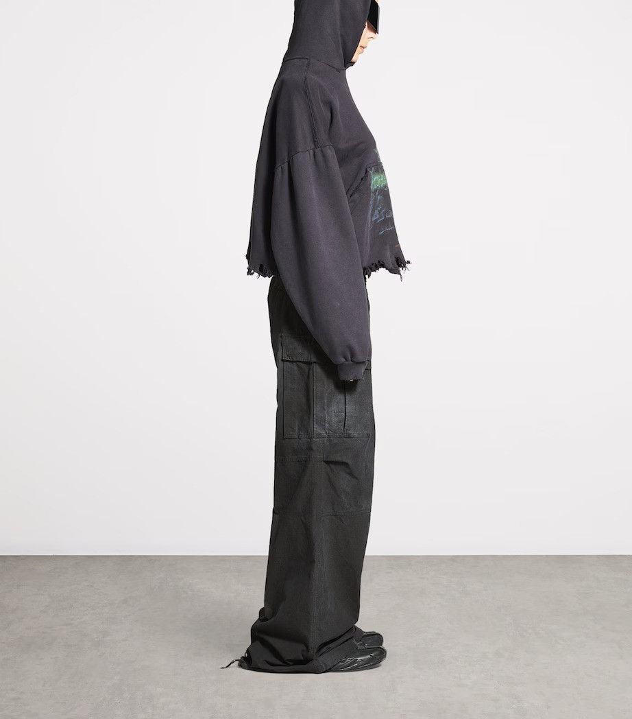 Balenciaga o1w1db10526 555 / DIY Imprint Cropped Hoodie in Black Size XL / US 12-14 / IT 48-50 - 5 Thumbnail