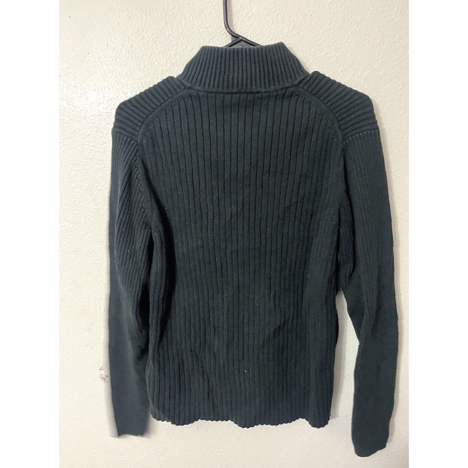 DKNY DKNY Mens Sweater Medium Black 1/4 Zip Mock Neck Ribbed Knit Pullover Cotton Blend Size US M / EU 48-50 / 2 - 3 Thumbnail