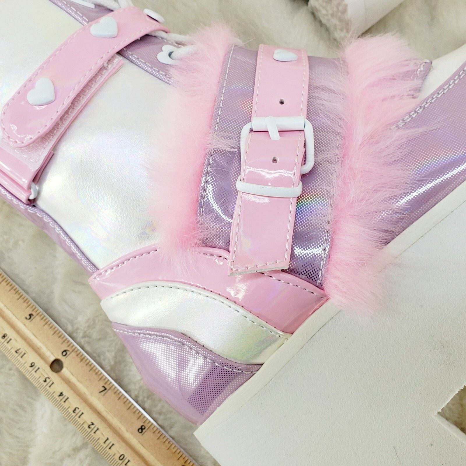 Demonia Cult DEMONIA Ashes 120 Pink Faux Fur 3.5 Platform Heel Cosplay Pu Size US 7 / IT 37 - 9 Thumbnail
