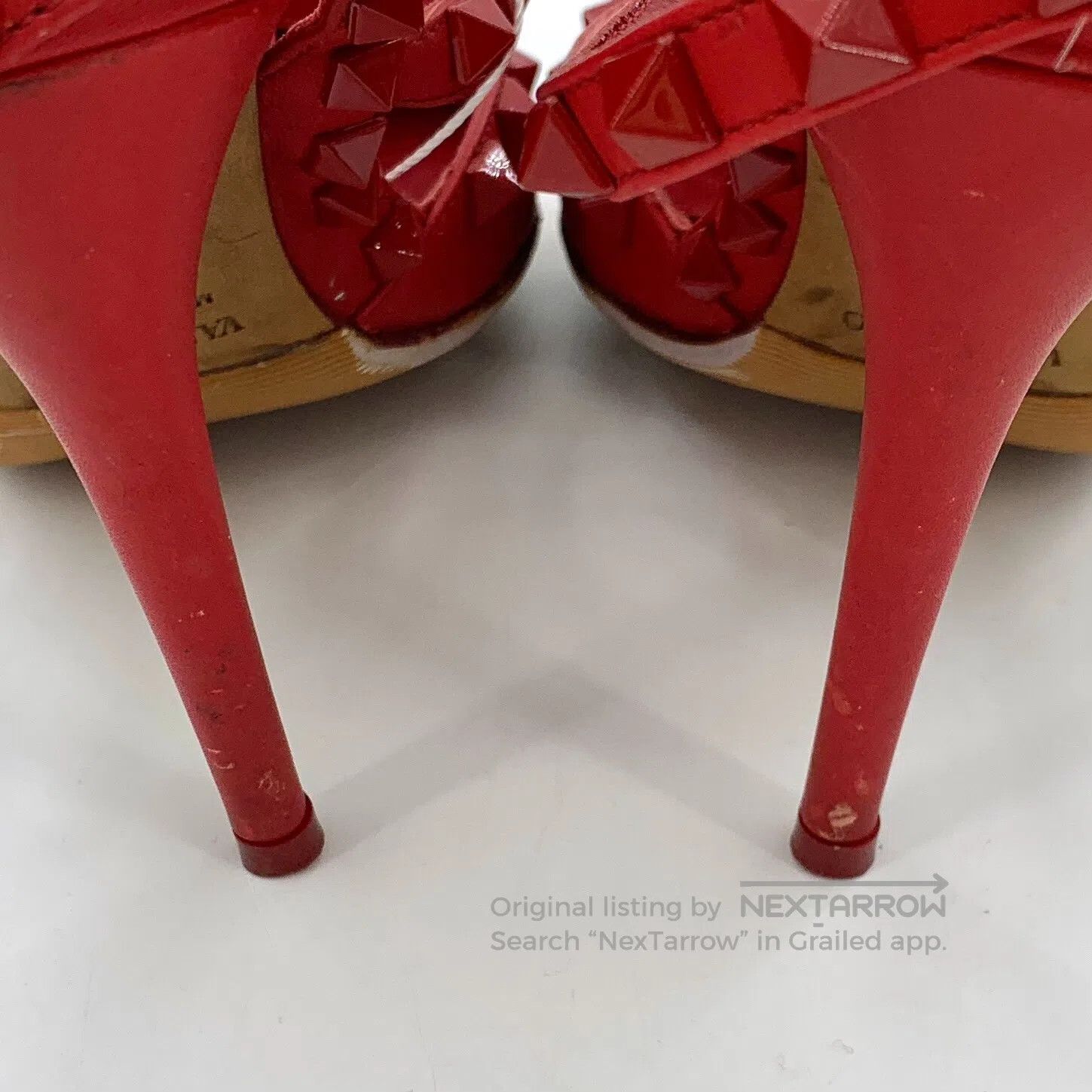Valentino Valentino Deep Red Pointed Toe Stud One-Strap Stiletto Hig Size US 5.5 / IT 35.5 - 8 Thumbnail