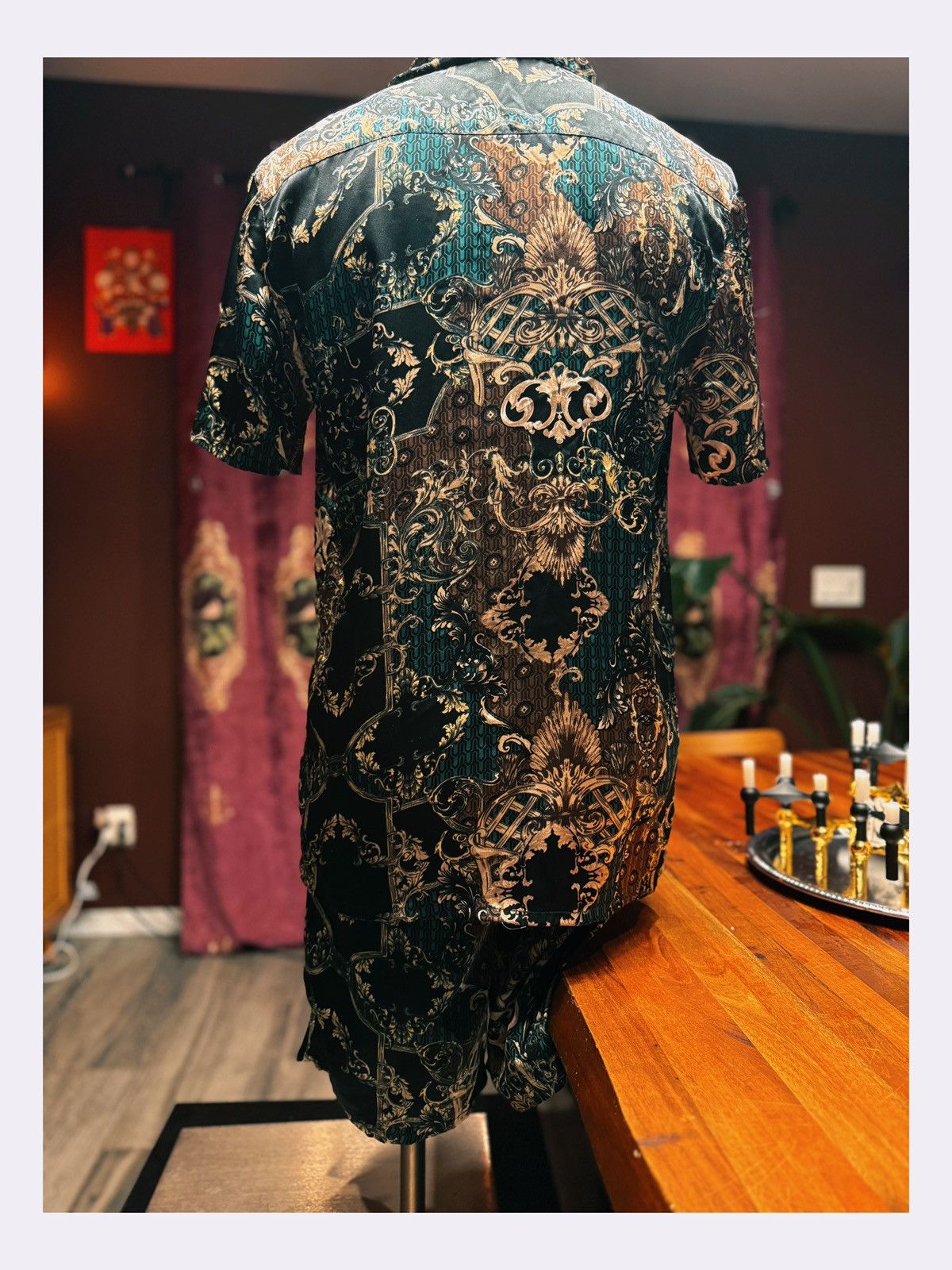 River Island Baroque Satin Pajama Set – Short Sleeve Top & Shorts Size US M / EU 48-50 / 2 - 8 Thumbnail