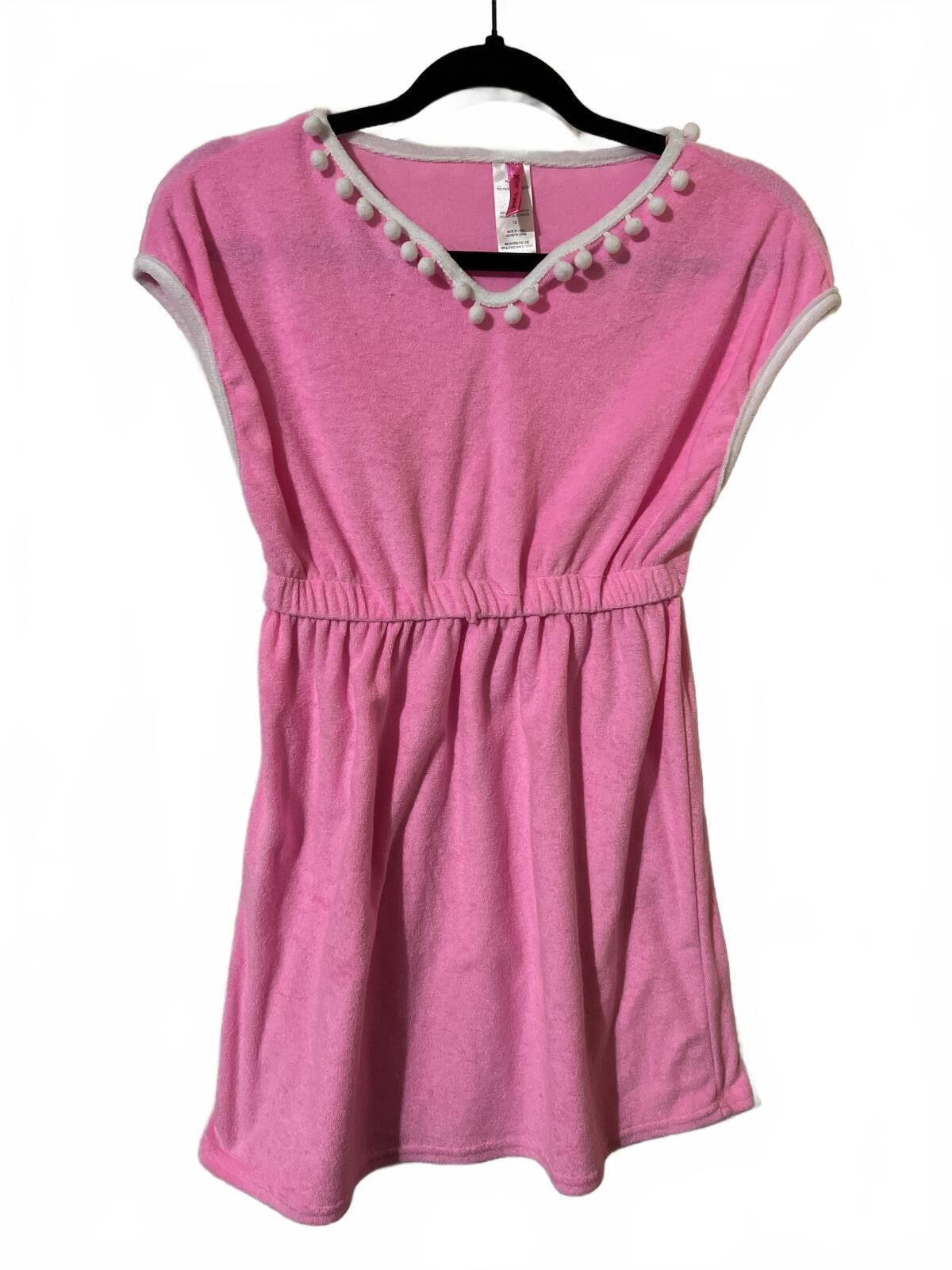 Other Betsy Johnson Pink Girls Dress Pom Pom Trim 10 swim cover Size ONE SIZE - 2 Thumbnail