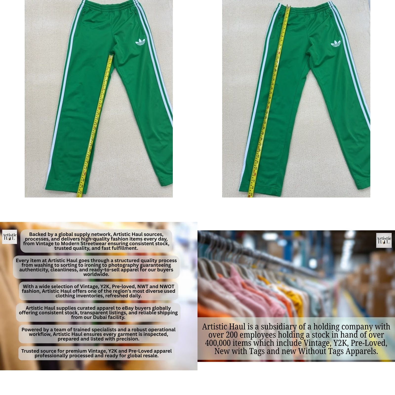 Adidas Adidas Originals Men's XS Track Pants Collegiate Green 3-Stripes Size US 27 - 8 Thumbnail