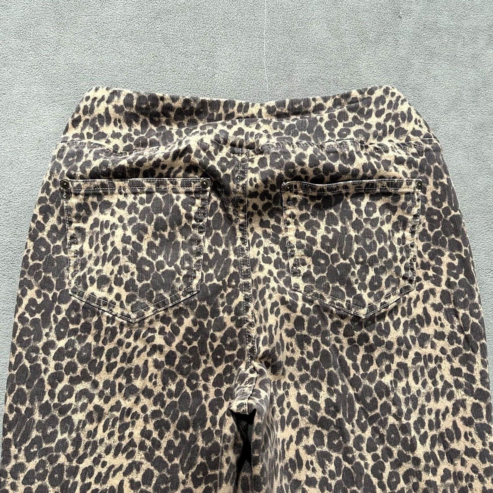 Vintage Belle by Kim Gravel Pants Womens 8P Petite Brown Leopard Print Bootcut Stretch Size 30" / US 8 / IT 44 - 4 Thumbnail