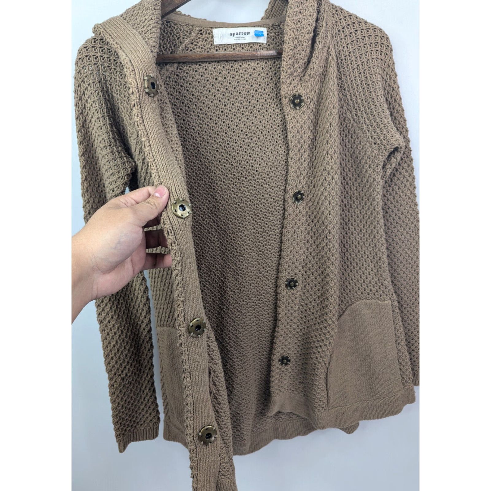 Anthropologie VINTAGE Anthropologie Sparrow Brown Snap Cardigan Hoodie Sweater Women's XS Size XS / US 0-2 / IT 36-38 - 2 Thumbnail