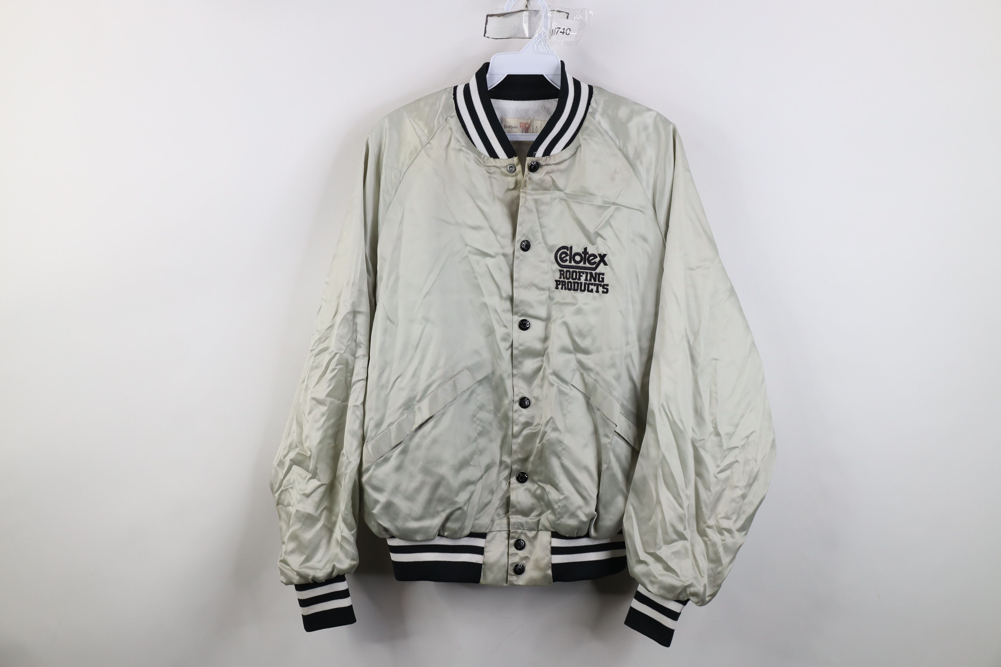 Vintage Vintage 80s Celotex Roofing Satin Bomber Jacket Silver USA Size US M / EU 48-50 / 2 - 1 Thumbnail