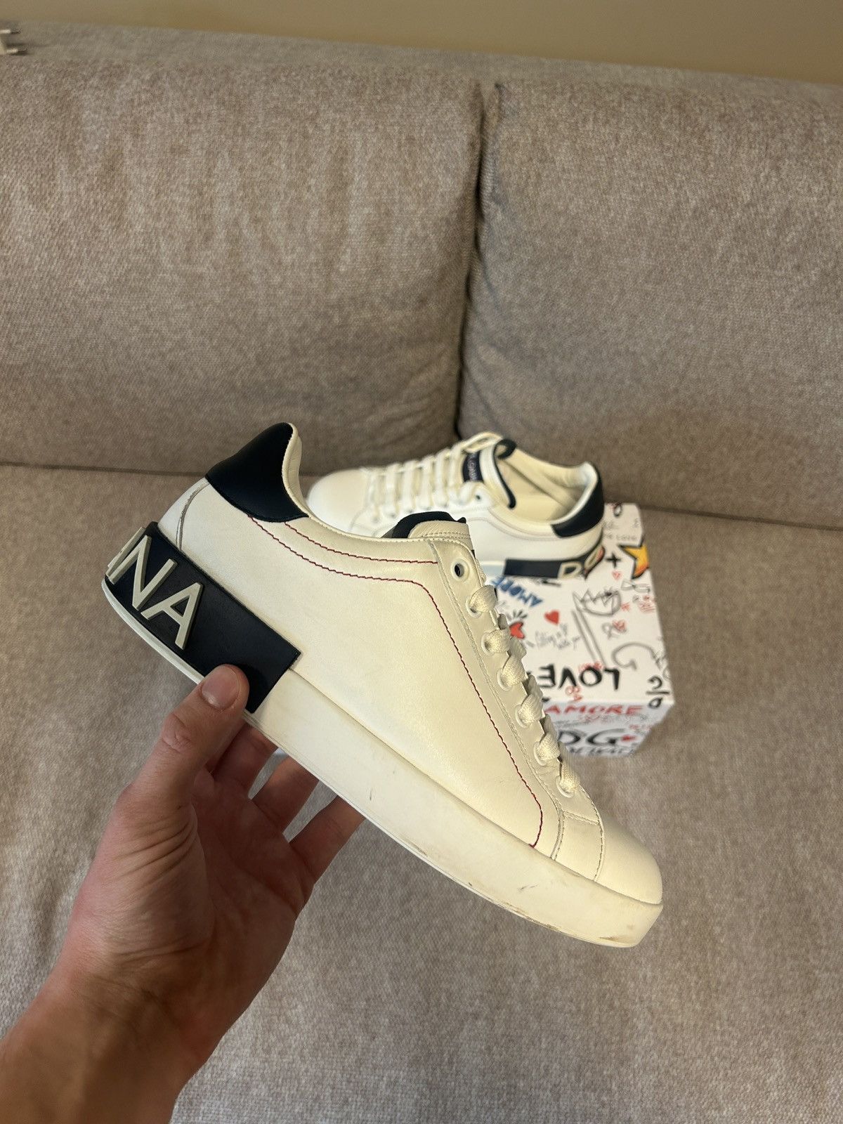 Dolce & Gabbana Dolce & Gabbana Portofino White Black Size US 5.5 / EU 38 - 2 Thumbnail