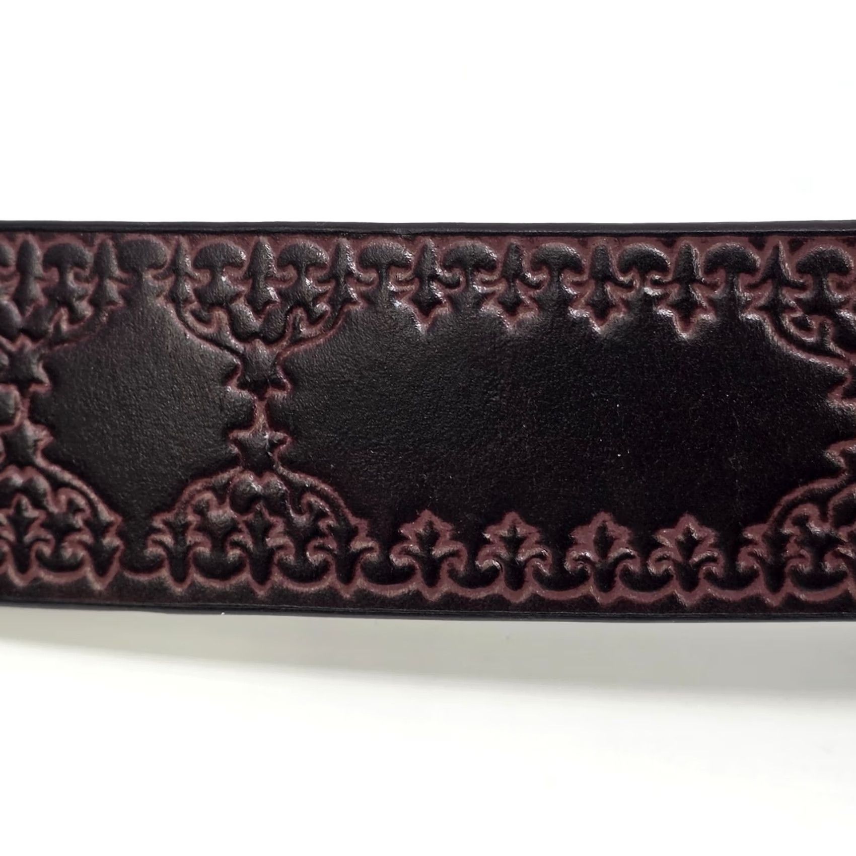 Vintage Belt Geometric Leather Brown Western Boho XL 1.5" Wide Mens Adjustable No Buckle Vintage? Size ONE SIZE - 3 Thumbnail