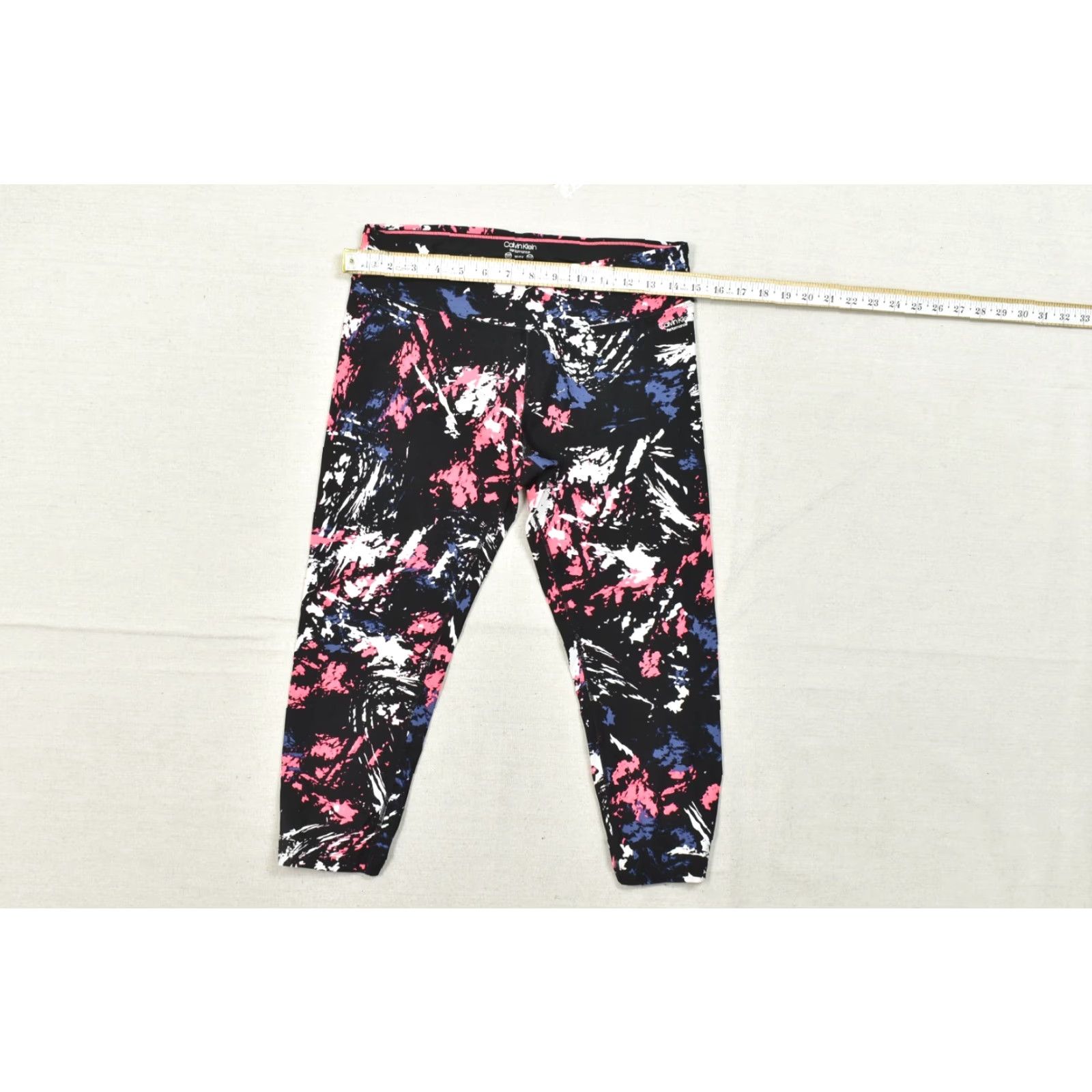 Calvin Klein Calvin Klein Performance Women's M Black Pink Abstract Print Cropped Stretch Legging Size 32" / US 10 / IT 46 - 8 Thumbnail