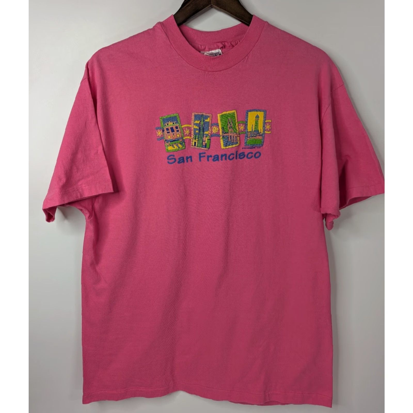Hanes VINTAGE Hanes Beefy T-Shirt Mens XL Pink Cotton Single Stitch Crew Neck Short Sleeve San Francisco Size US XL / EU 56 / 4 - 3 Thumbnail