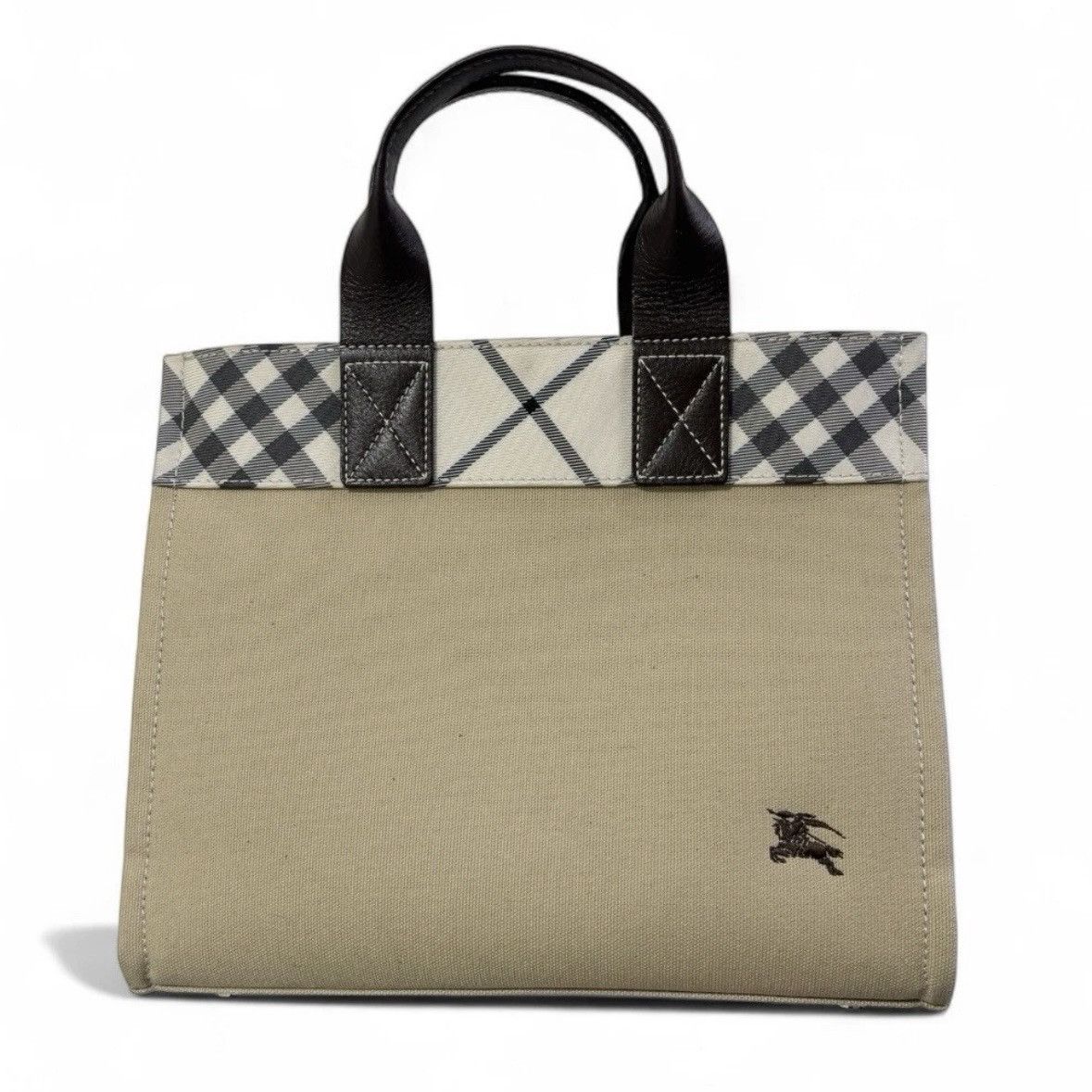 Burberry Burberry Blue Label Plaid Beige Canvas Tote Bag Size ONE SIZE - 1 Thumbnail