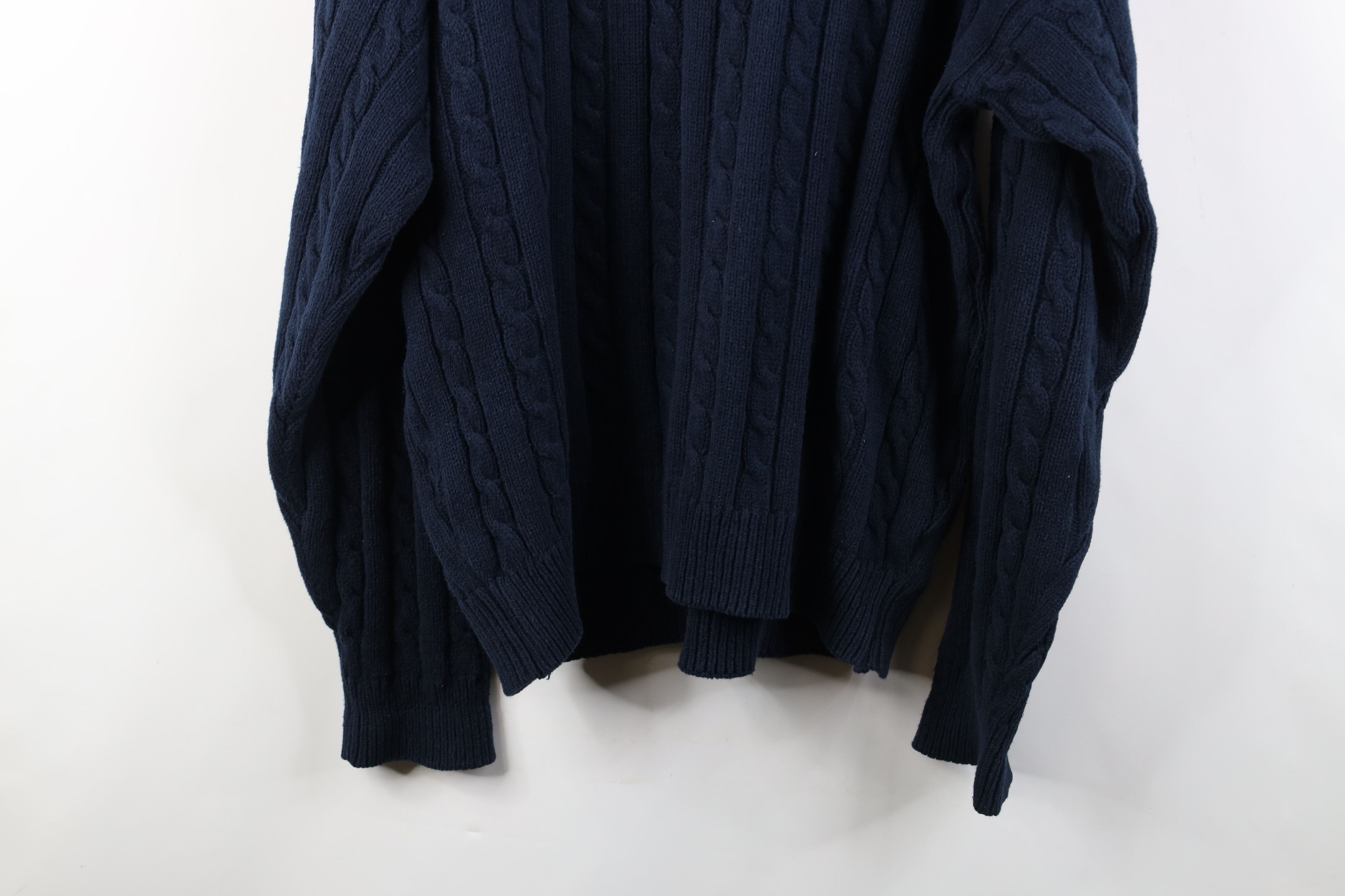 Vintage Vintage 90s Streetwear Cotton Cable Knit Sweater Navy Blue Size US XL / EU 56 / 4 - 11 Thumbnail