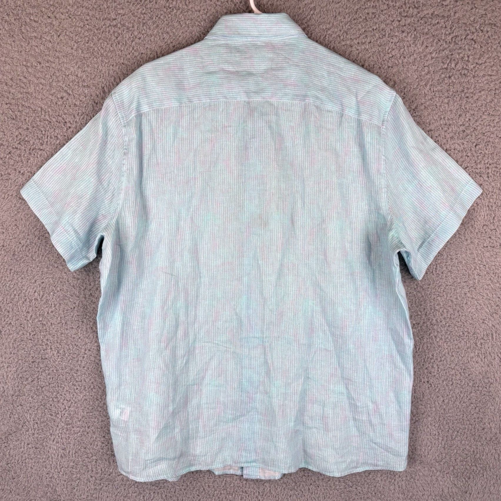 Vineyard Vines Vineyard Vines Linen Shirt Mens Large Turquoise Pink Floral Print Short Sleeve Button-Up Beach Tropical Nautical Island Size US L / EU 52-54 / 3 - 6 Thumbnail