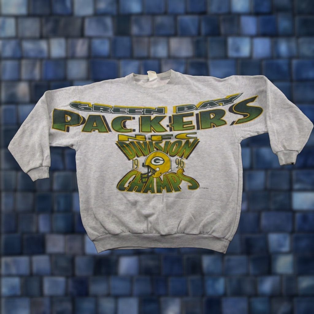 Spell VINTAGE 90s Green Bay Packer Chest Spell Out Cliff Engle Sweatshirt NFL Men L Gray Cotton Logo Sweater Pullover Football All Seasons Hooded Size US L / EU 52-54 / 3 - 1 Thumbnail