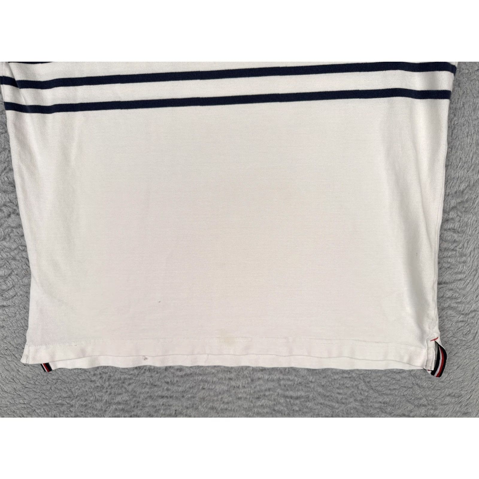 Tommy Hilfiger Tommy Hilfiger Polo Shirt Mens Medium White Striped Logo Cotton Knit Nautical Size US M / EU 48-50 / 2 - 5 Thumbnail