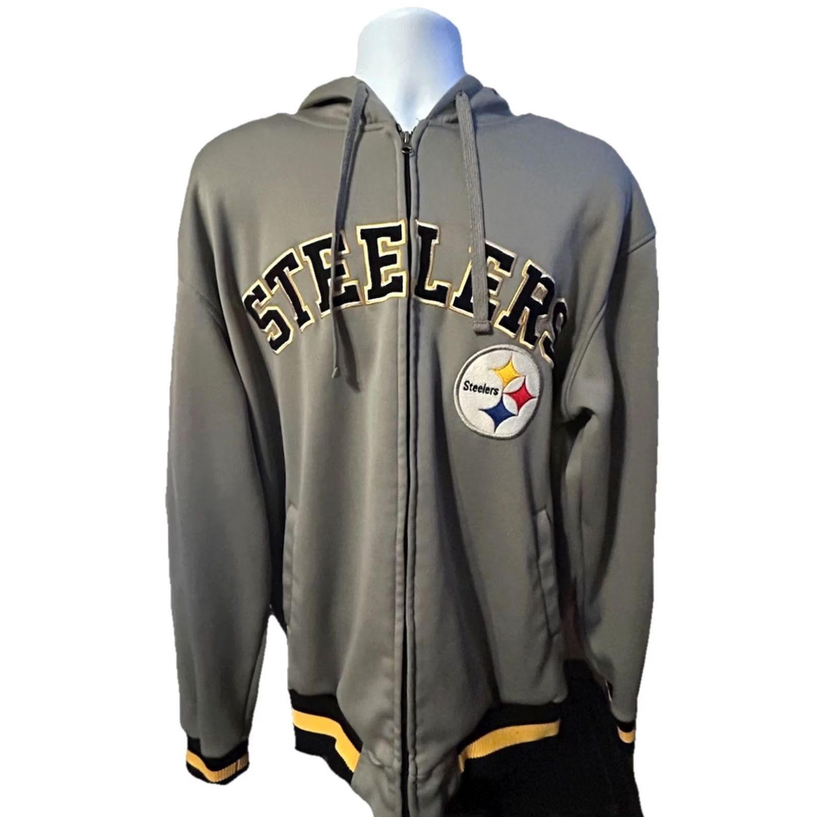 NFL NFL Pittsburgh Steelers Full Zip Hooded Jacket Men XL Gray - Pockets, Logo, Softshell, Zip, NFL Product Line Size US L / EU 52-54 / 3 - 2 Thumbnail